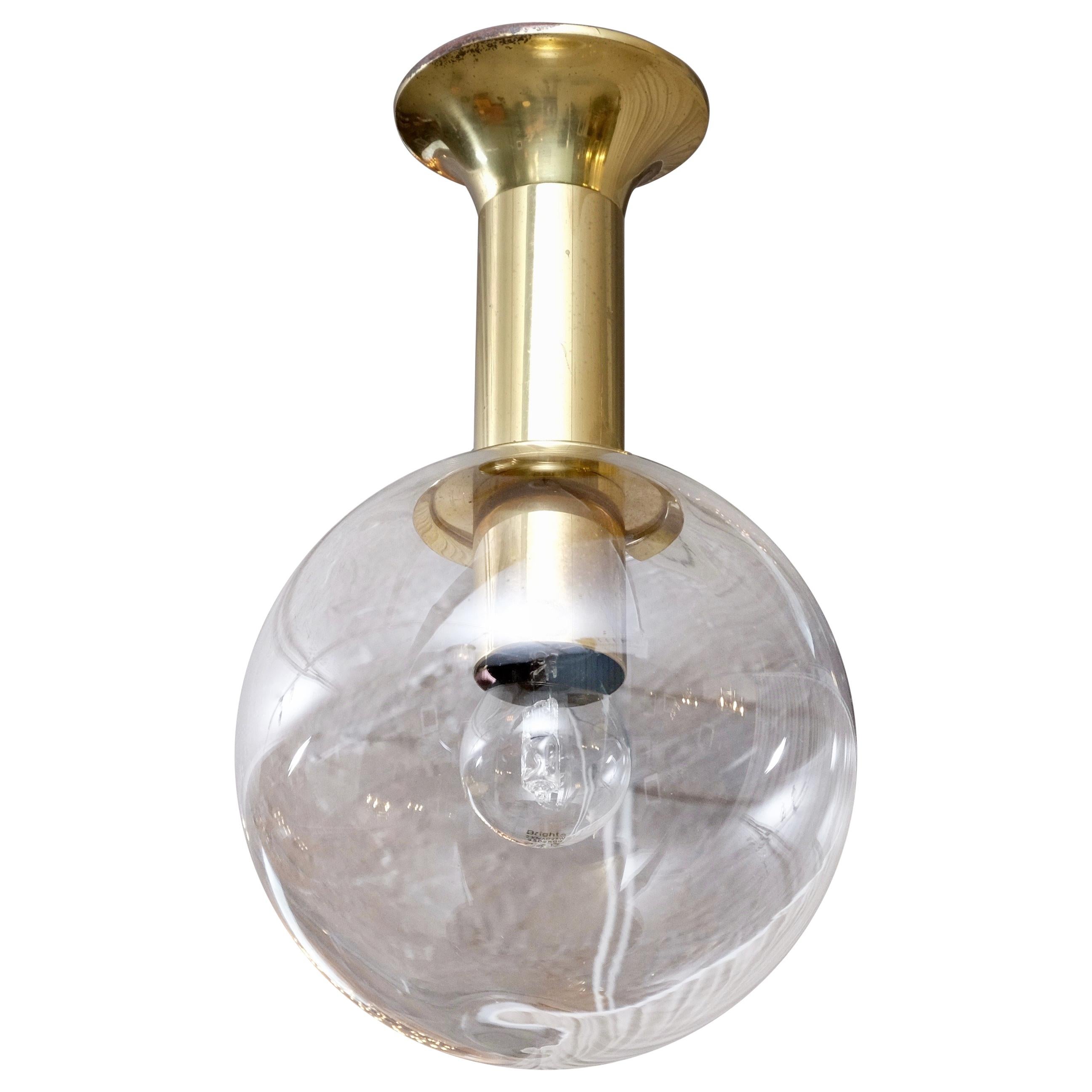 Set of 4 Brass and Glass Pendants, 1970s