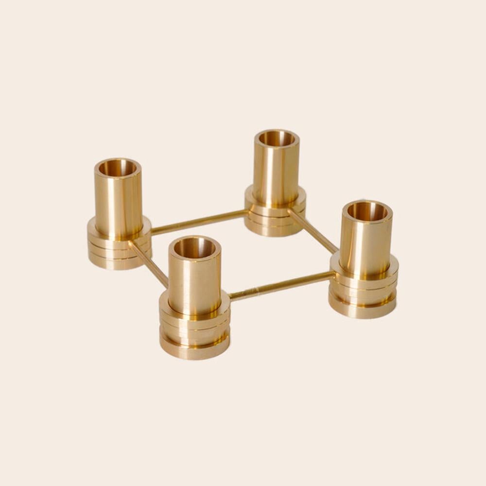 Contemporary Set of 4 Brass Candle Holder by OxDenmarq