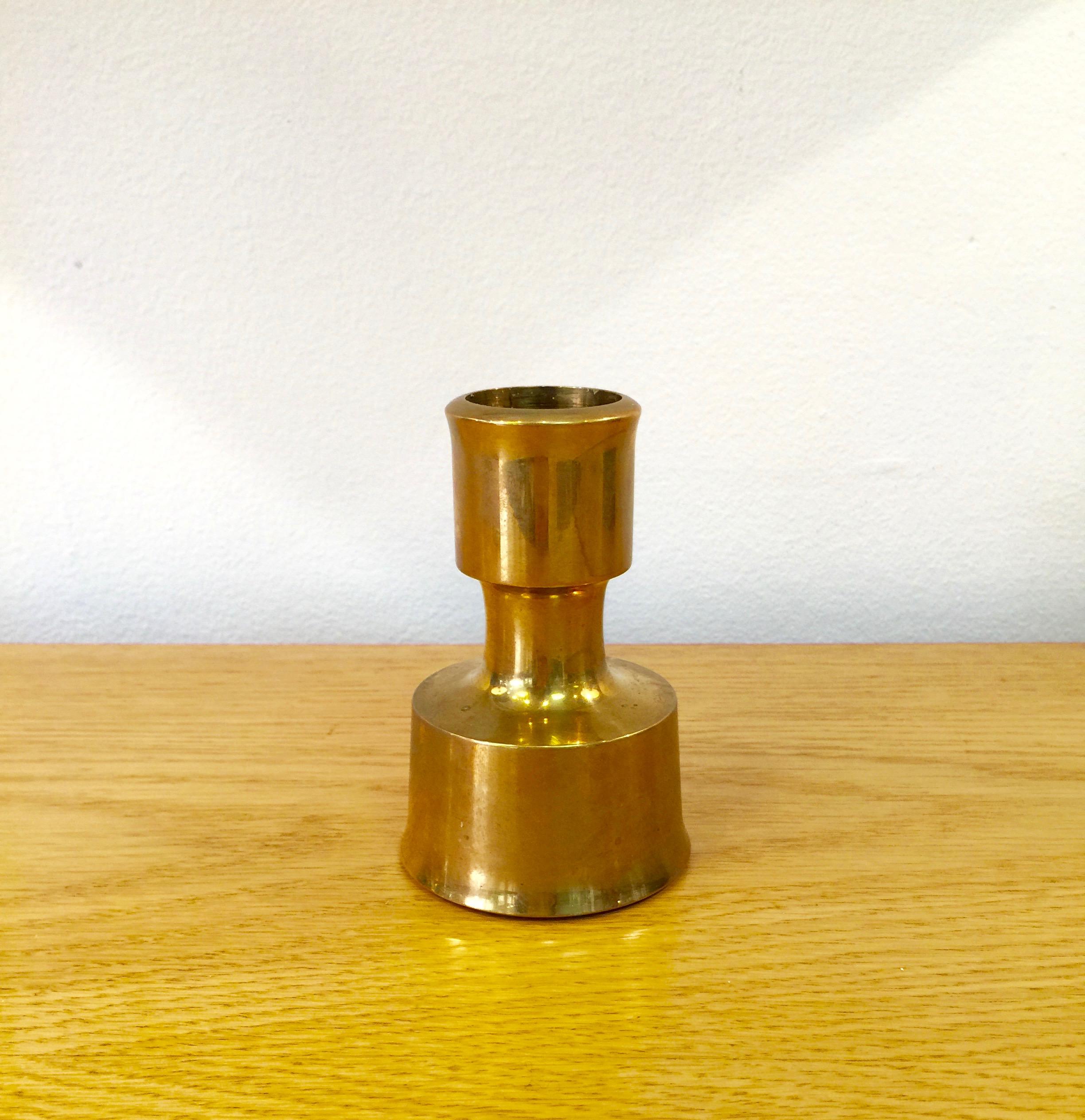 Scandinavian Modern Set of 4 Brass Candle Sticks by Jens H. Quistgaard for Dans Design For Sale