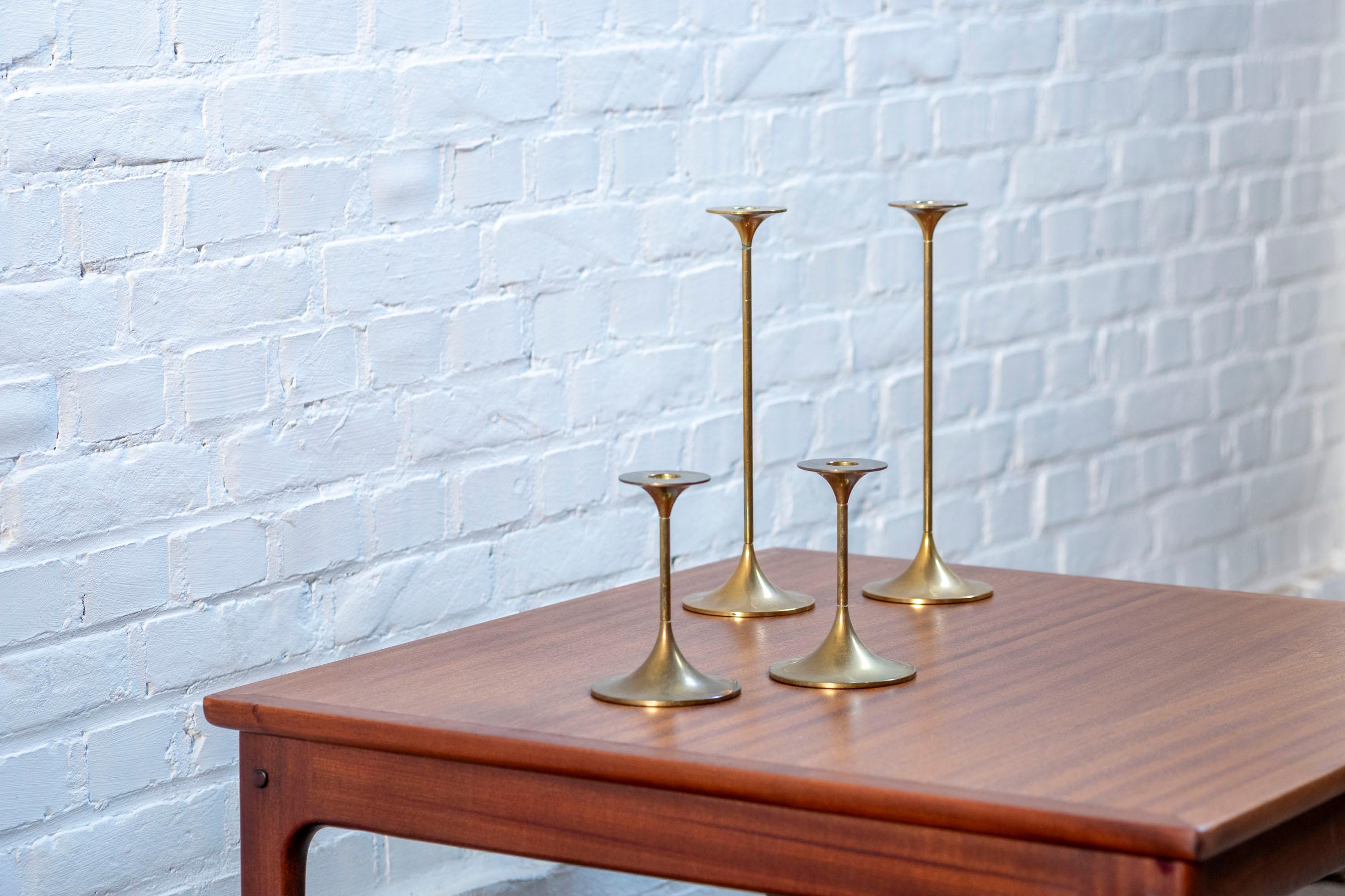 Set of 4 Brass Candleholders by Torben Ørskov, 1960s Denmark In Good Condition For Sale In Balen, BE
