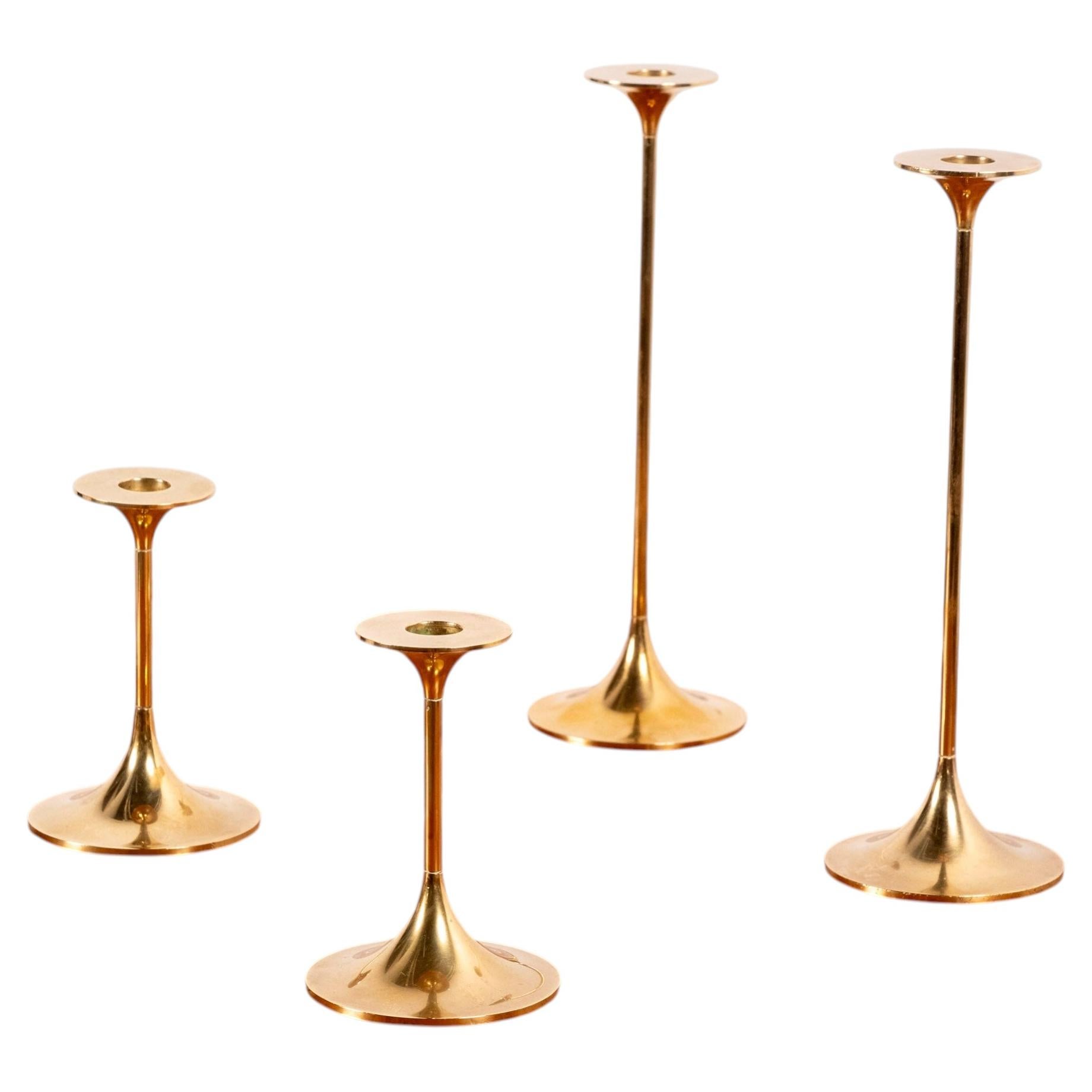 Set of 4 Brass Candlesticks by Max Bruël for Torben Ørskov, 1960s