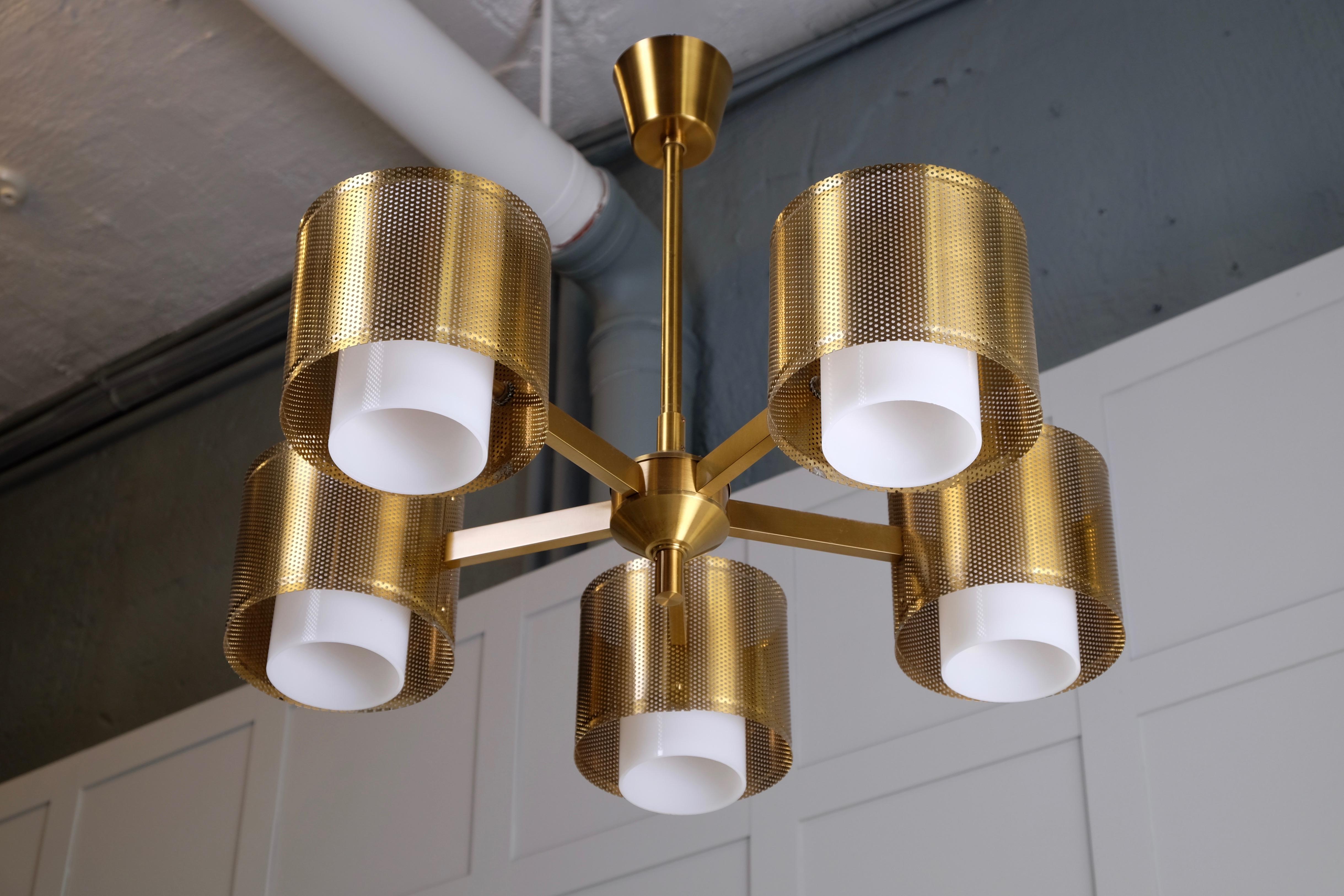 Scandinavian Modern Brass Ceiling Lamps by Holger Johansson, Sweden, 1960s For Sale