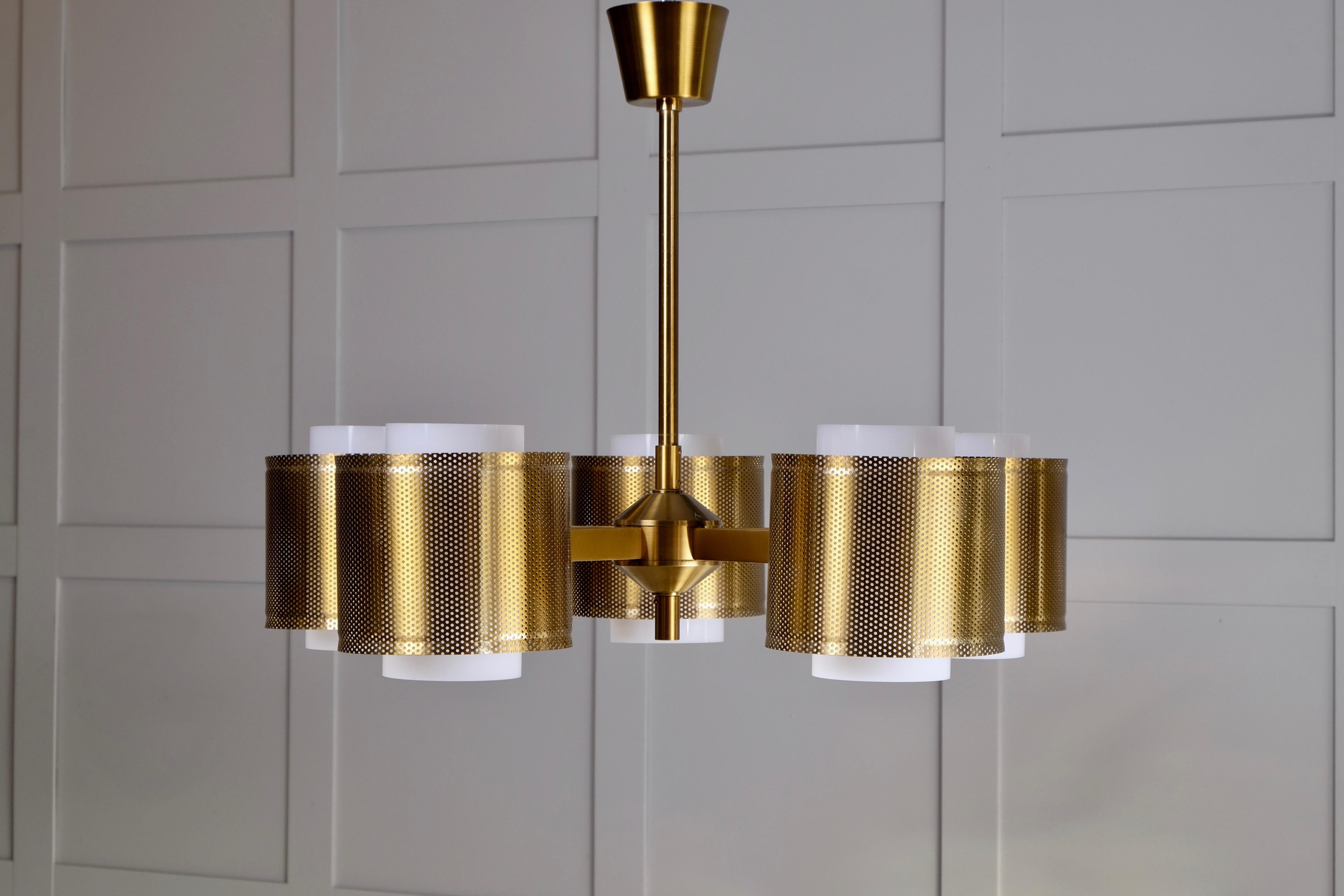 Swedish Brass Ceiling Lamps by Holger Johansson, Sweden, 1960s For Sale