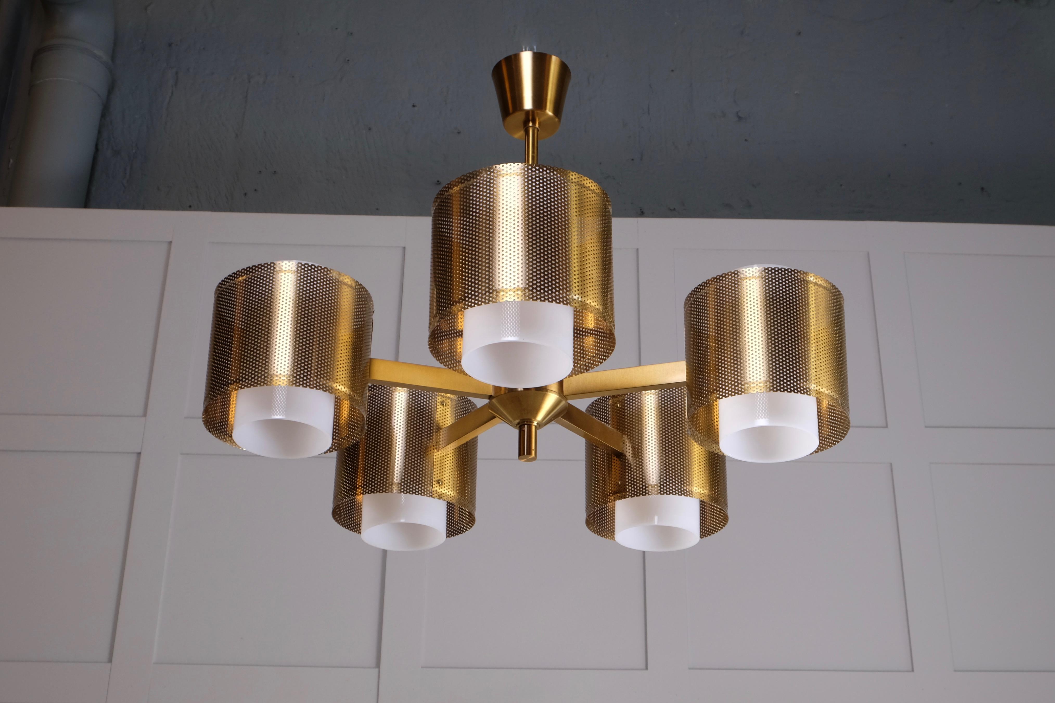 Brass Ceiling Lamps by Holger Johansson, Sweden, 1960s In Good Condition For Sale In Stockholm, SE