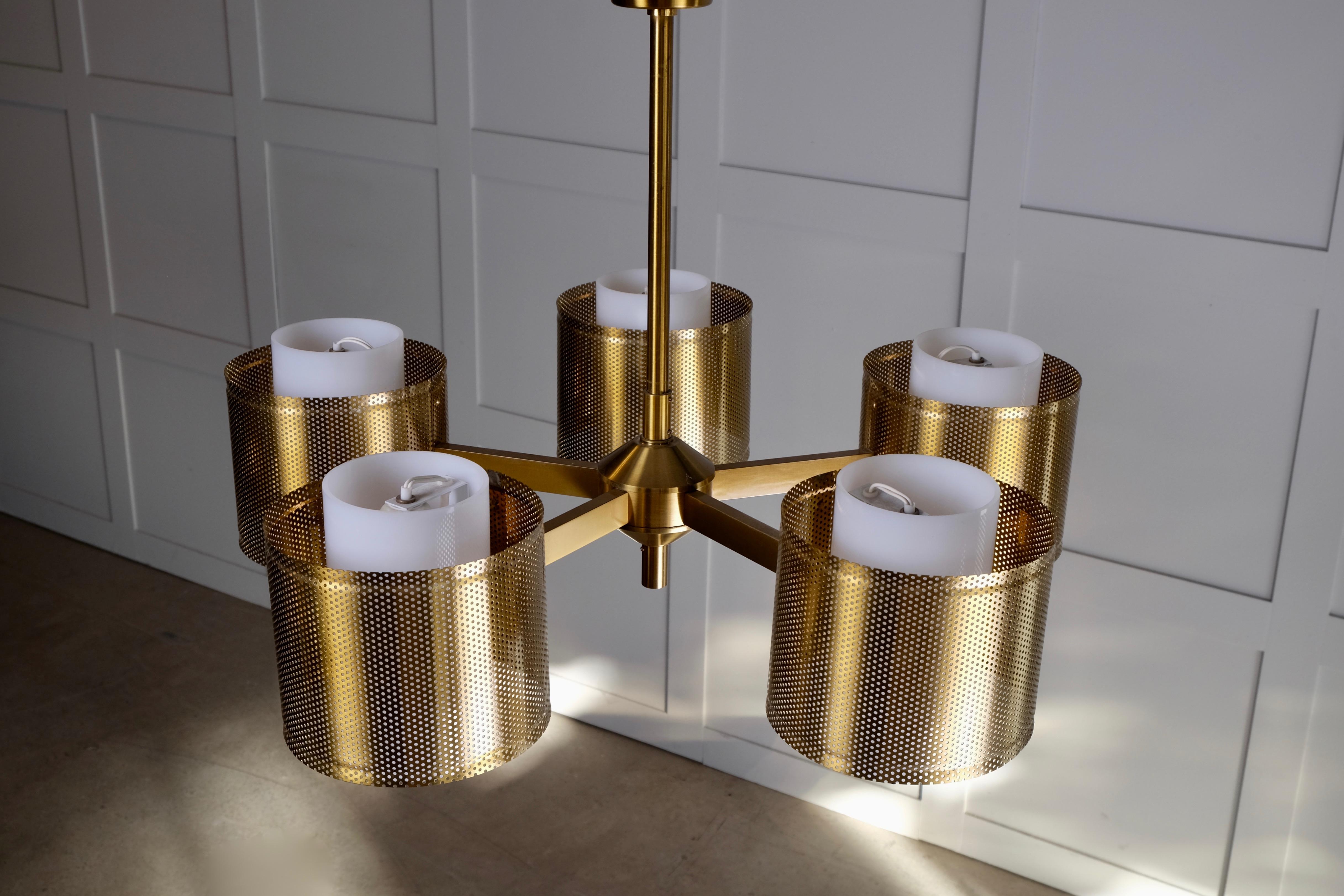 Brass Ceiling Lamps by Holger Johansson, Sweden, 1960s For Sale 3