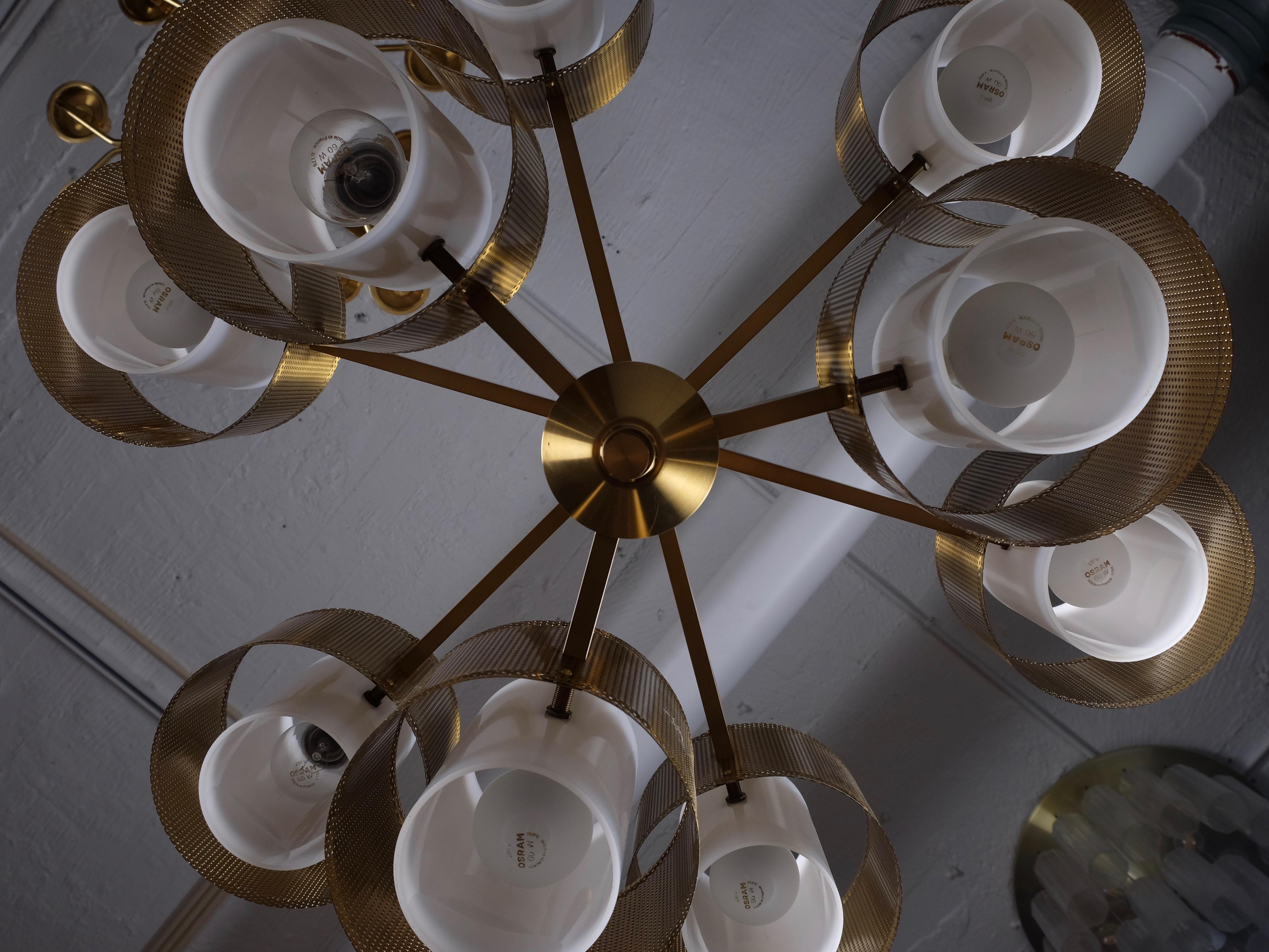 Set of 3 Brass Chandeliers by Holger Johansson, Sweden, 1960s For Sale 5