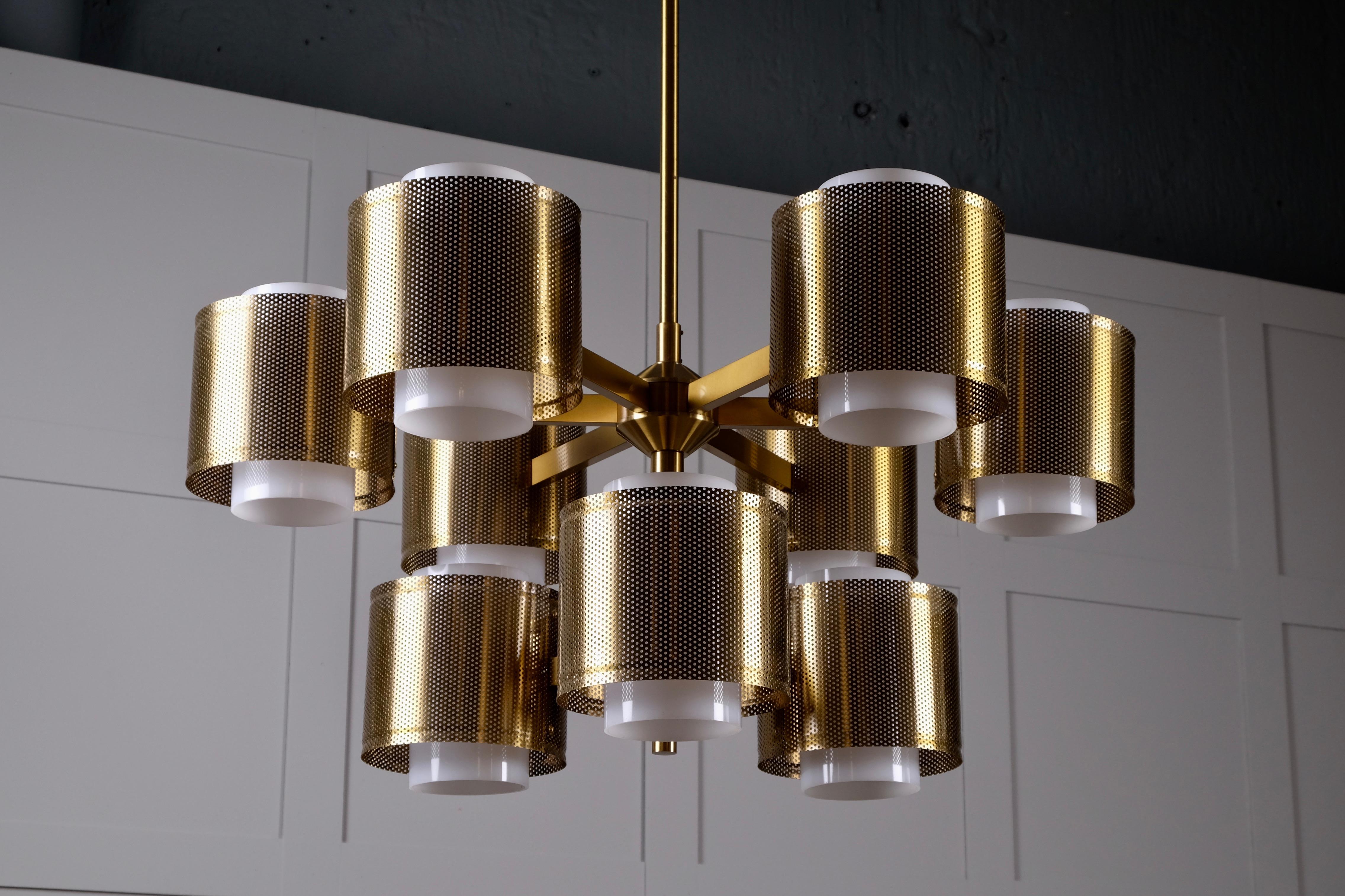 Set of 3 Brass Chandeliers by Holger Johansson, Sweden, 1960s For Sale 8
