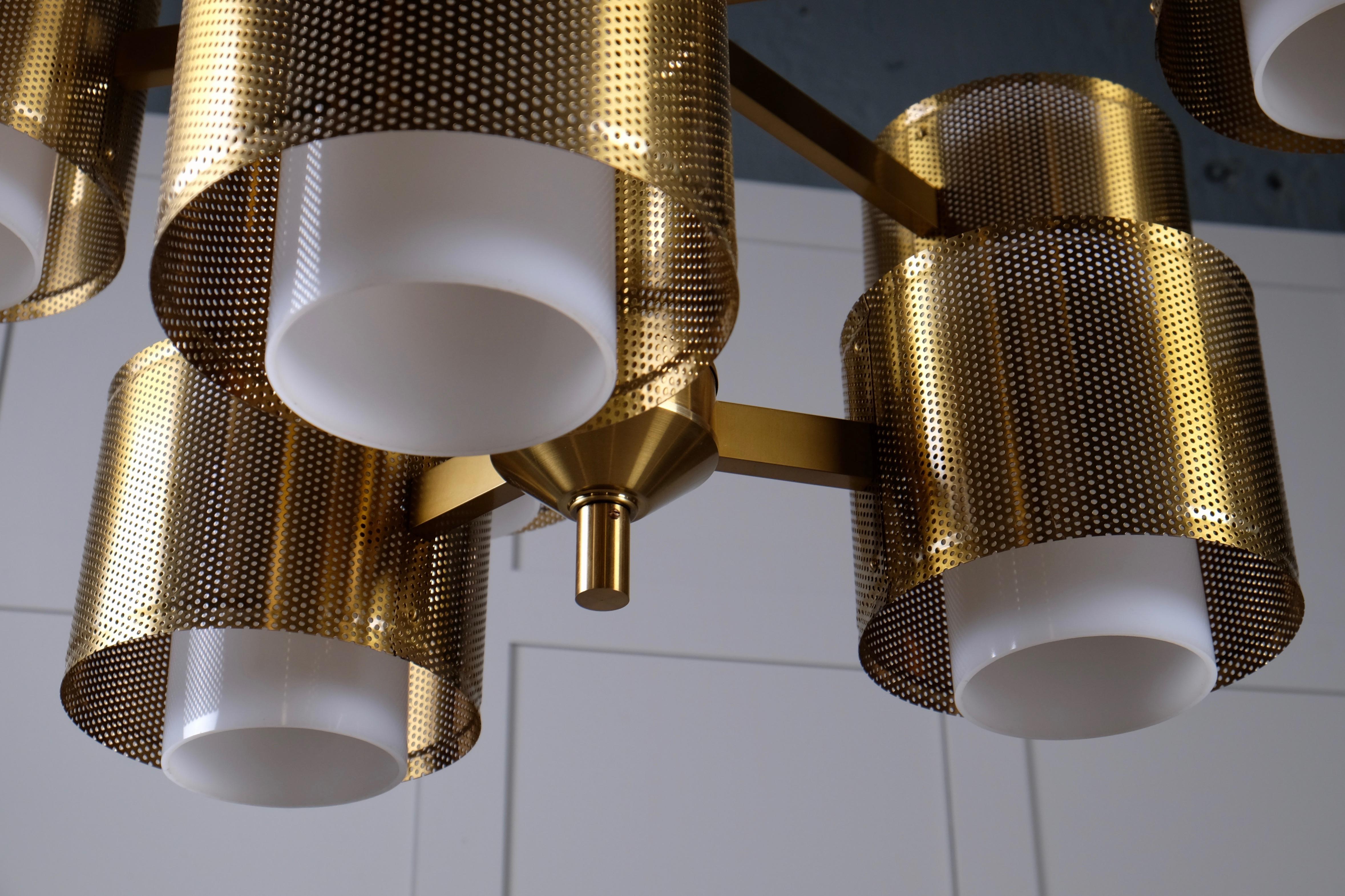 Set of 3 Brass Chandeliers by Holger Johansson, Sweden, 1960s For Sale 1