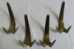Set of 4 Brass Coat Hooks Carl Auböck Vienna
