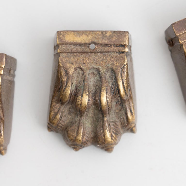 Small Stamped Antique Brass Furniture Leg Claw Feet Toe Cap To Protect...