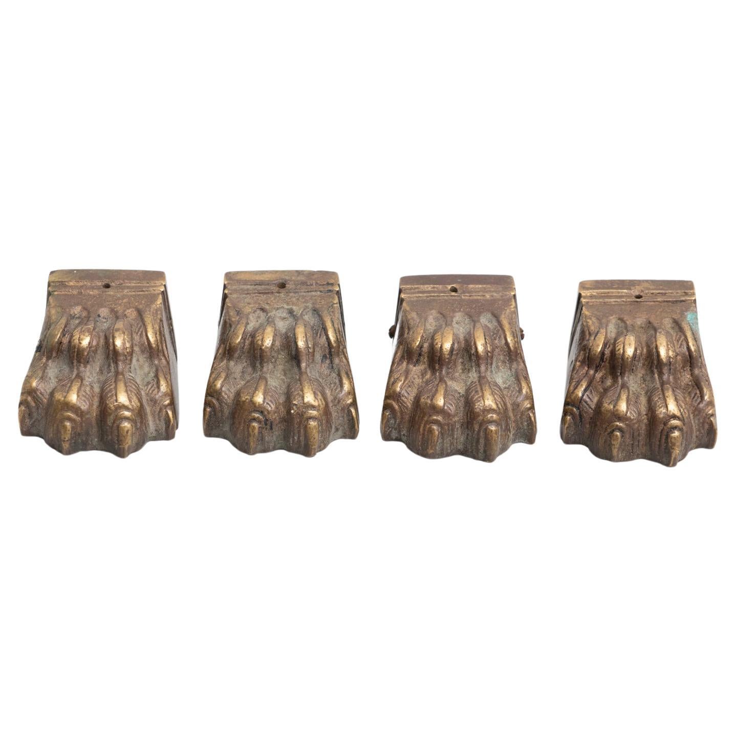 Set of 4 Brass Furniture Leg Embellisher, circa 1930