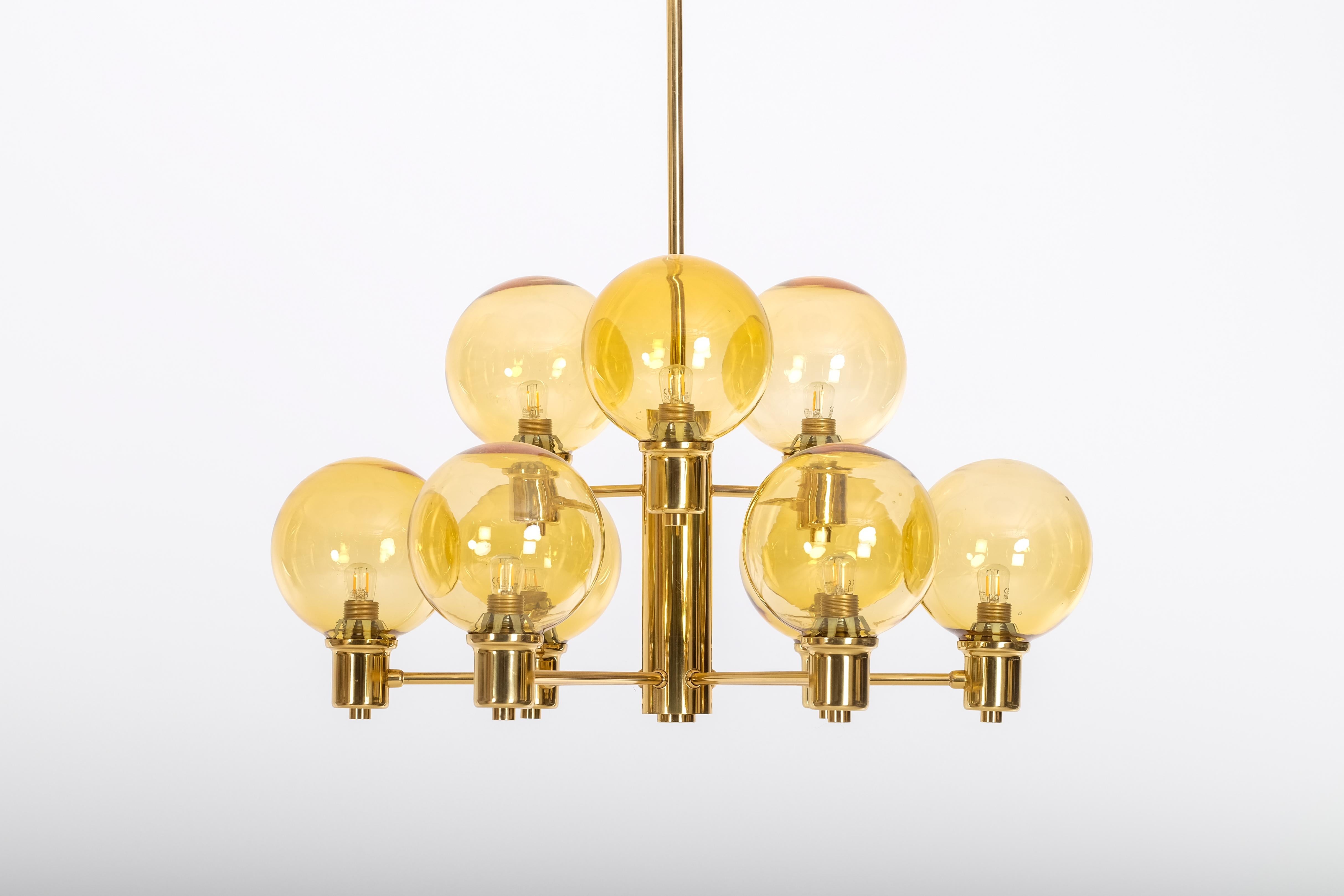 Set of 4 brass & glass chandeliers, Sweden, 1960s For Sale 2