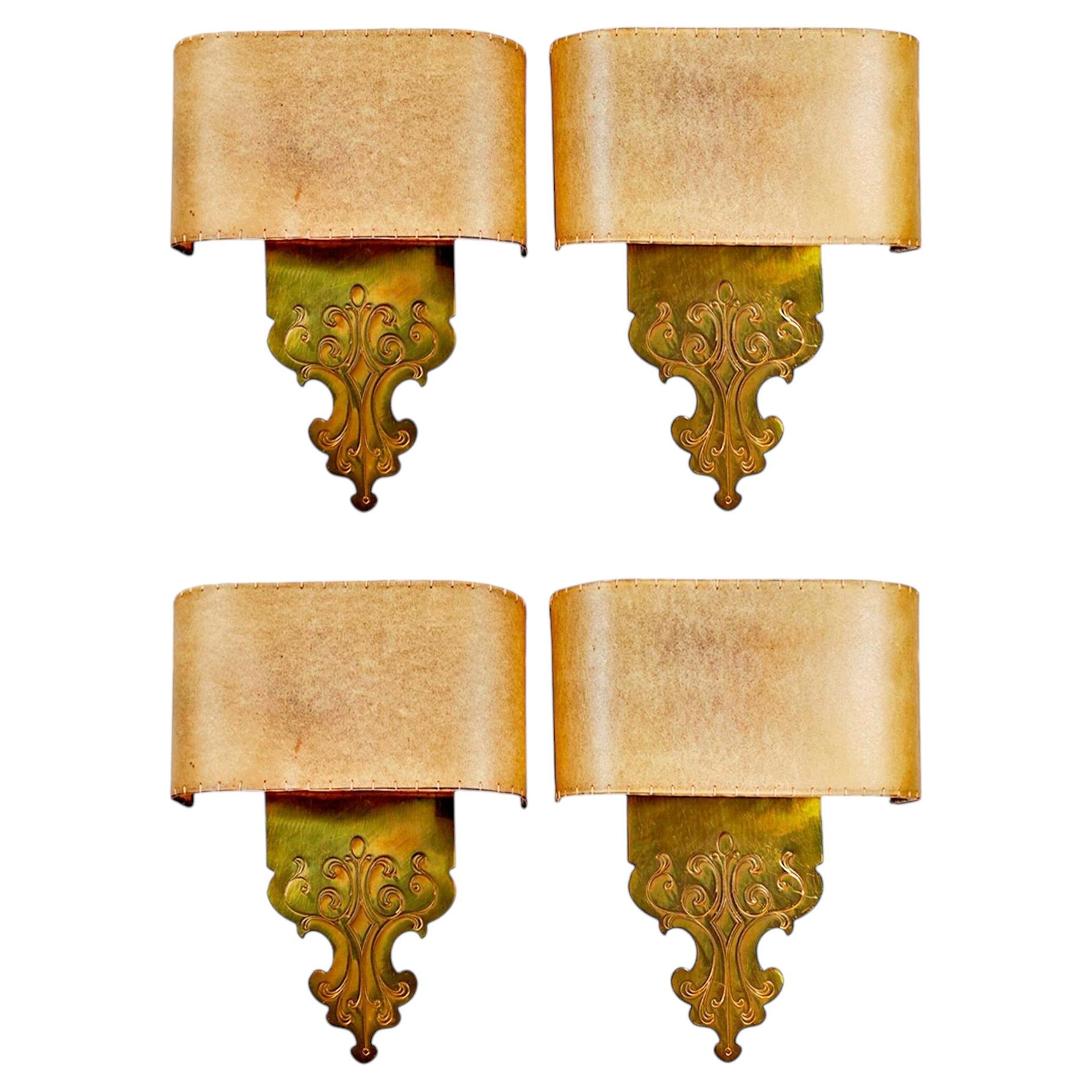 Set of 4 brass sconces – Spain 1960