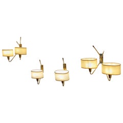 Set di 4 applique in ottone, Maison Lunel circa 1950