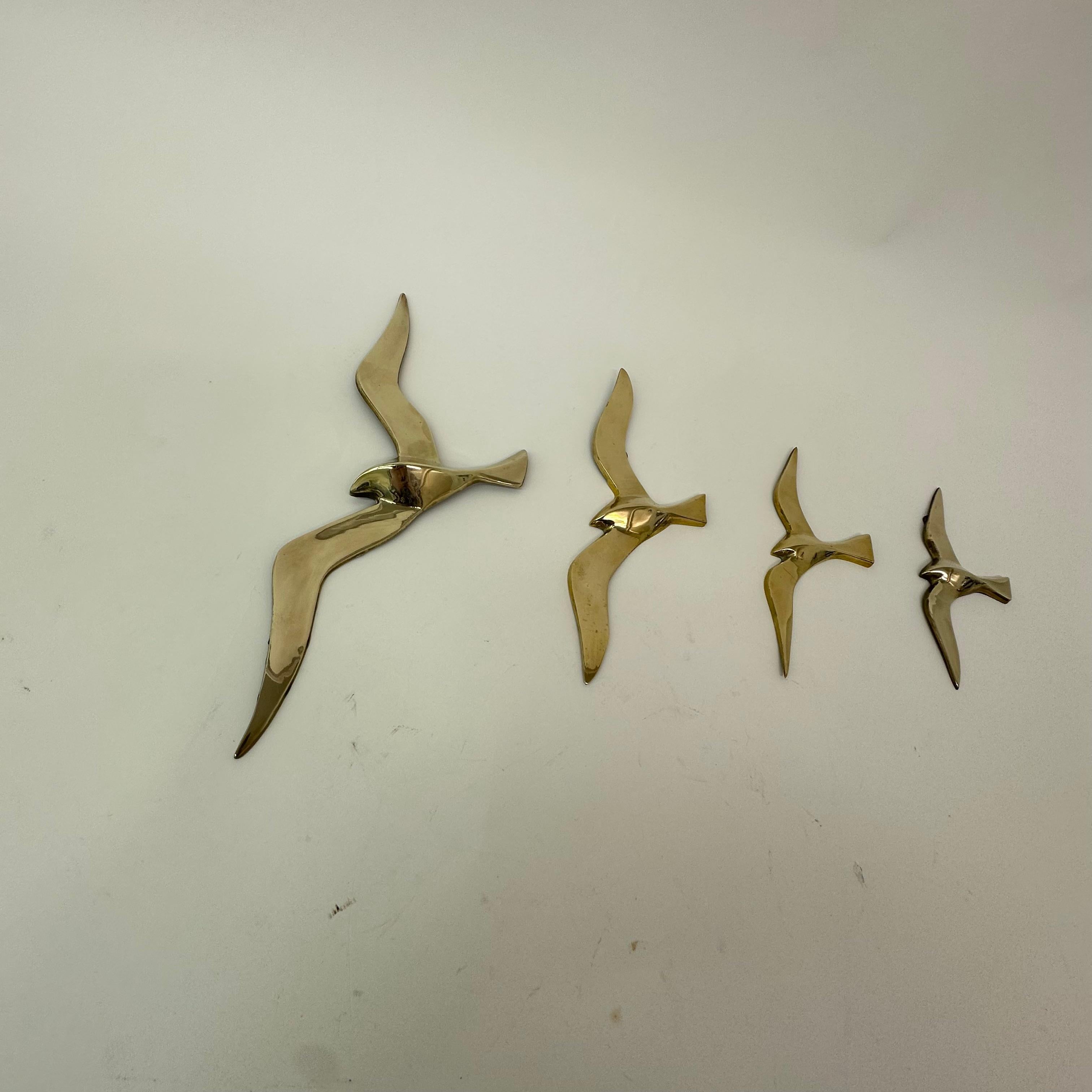 Set of 4 brass wall sculpture birds , 1970’s For Sale 9