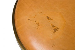 Set of 4 Brenton Brass & Wood Tan Upholstered Horseshoe Cantilever Bar Stools