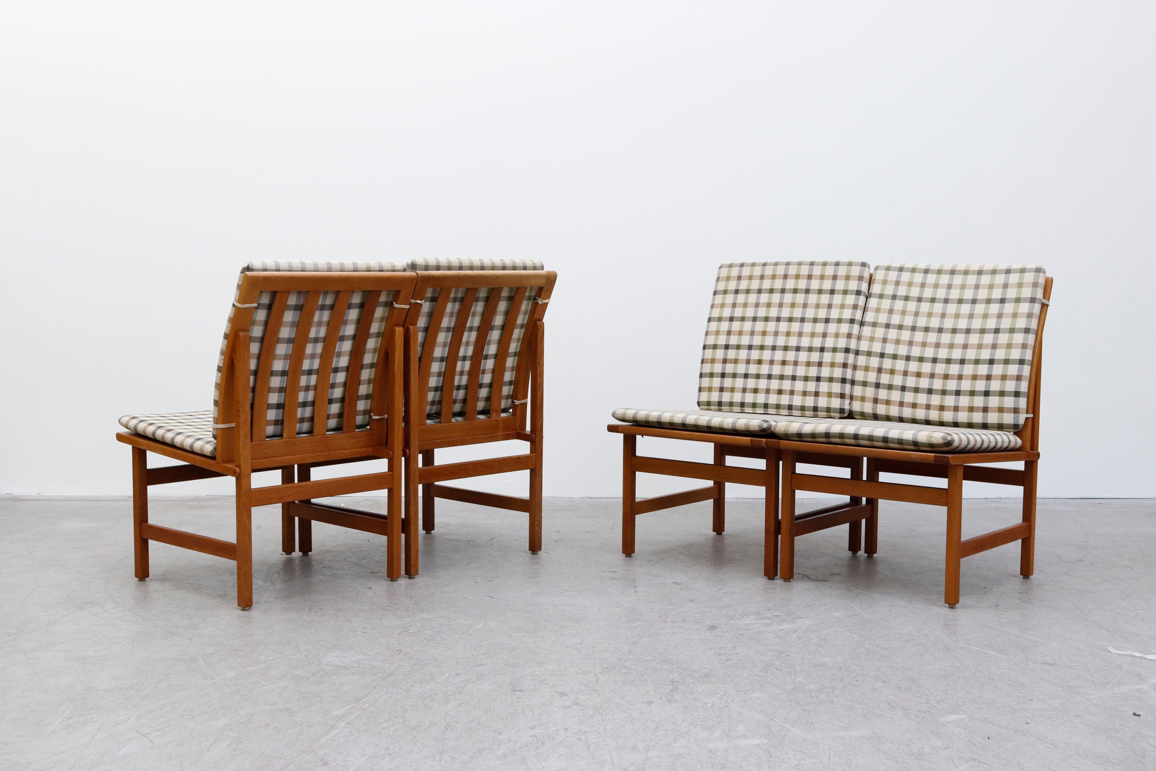 Mid-Century Modern Pair of Børge Mogensen 'Model 3232' Plaid Chairs for Fredericia Stolefabrik