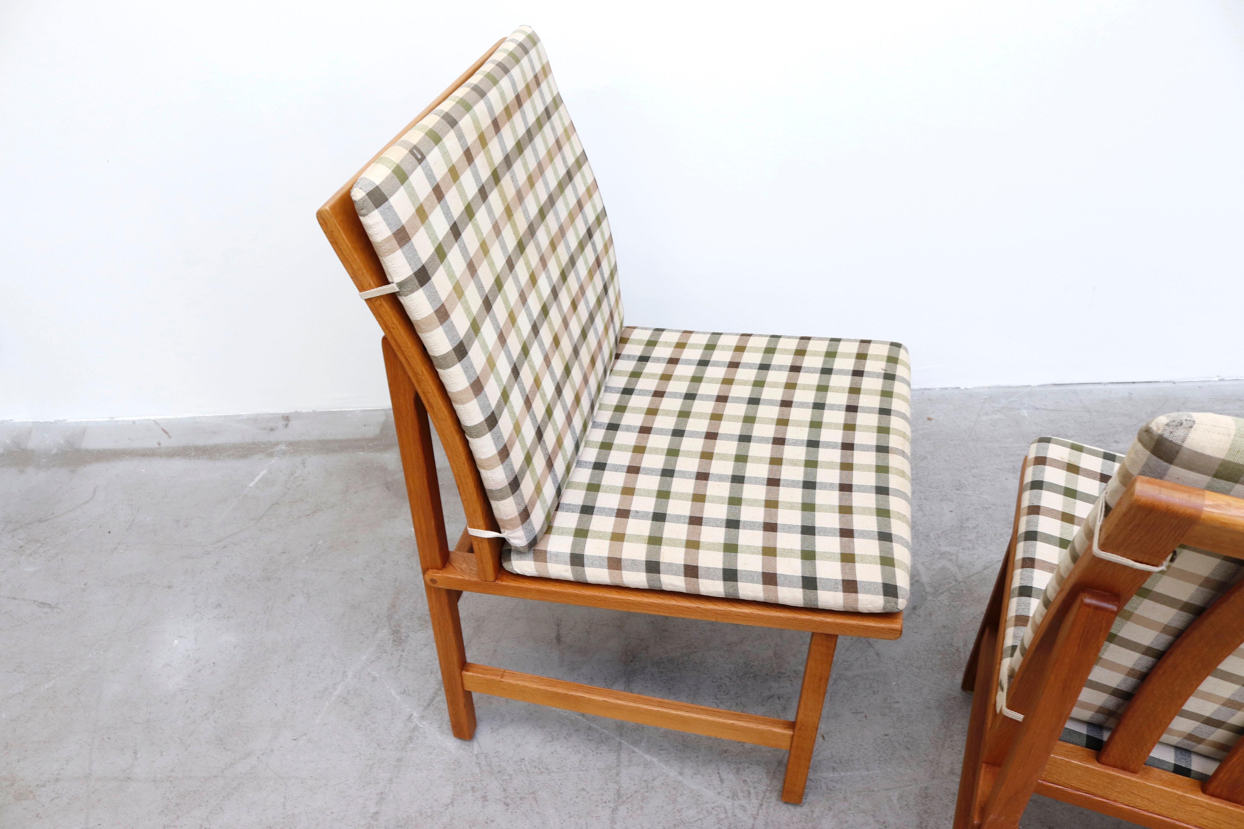 Fabric Pair of Børge Mogensen 'Model 3232' Plaid Chairs for Fredericia Stolefabrik For Sale