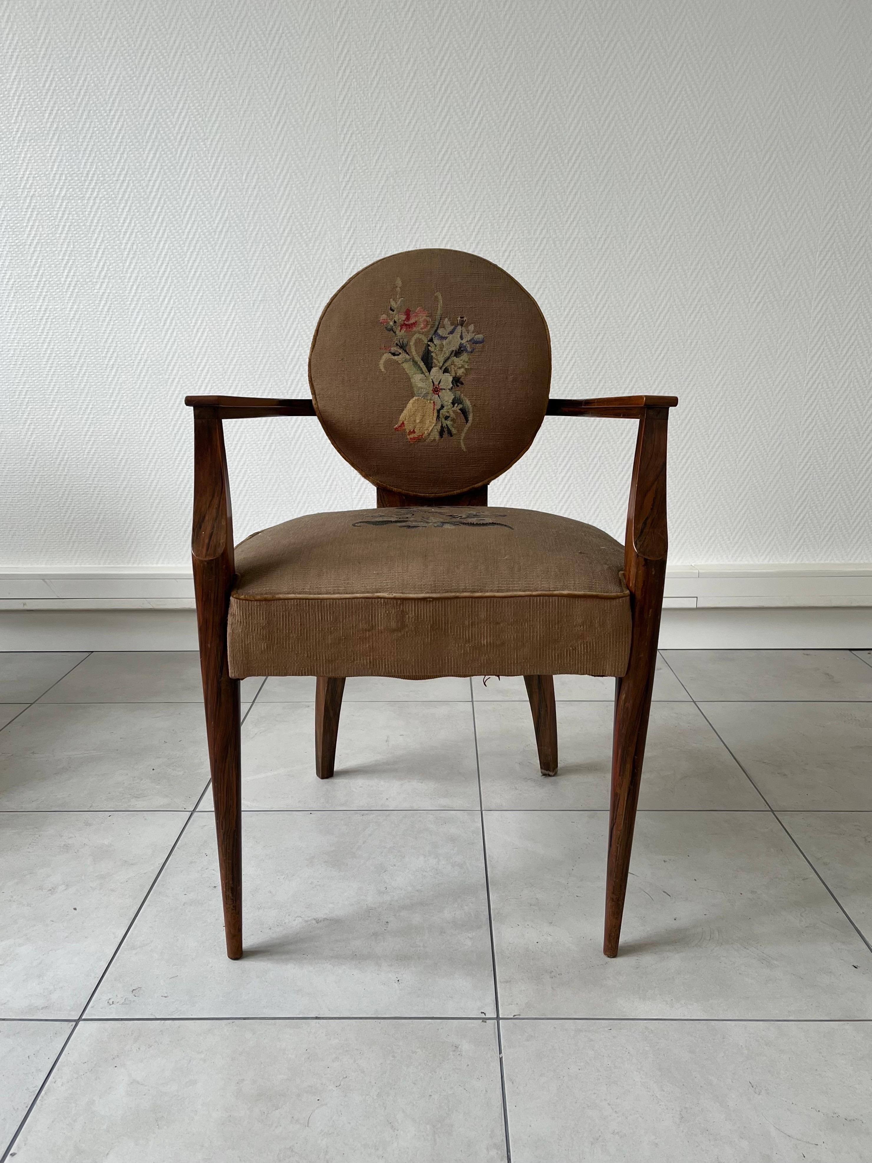 Set di 4 poltrone Art Déco di Jean Pascaud In condizioni discrete in vendita a SAINT-OUEN-SUR-SEINE, FR