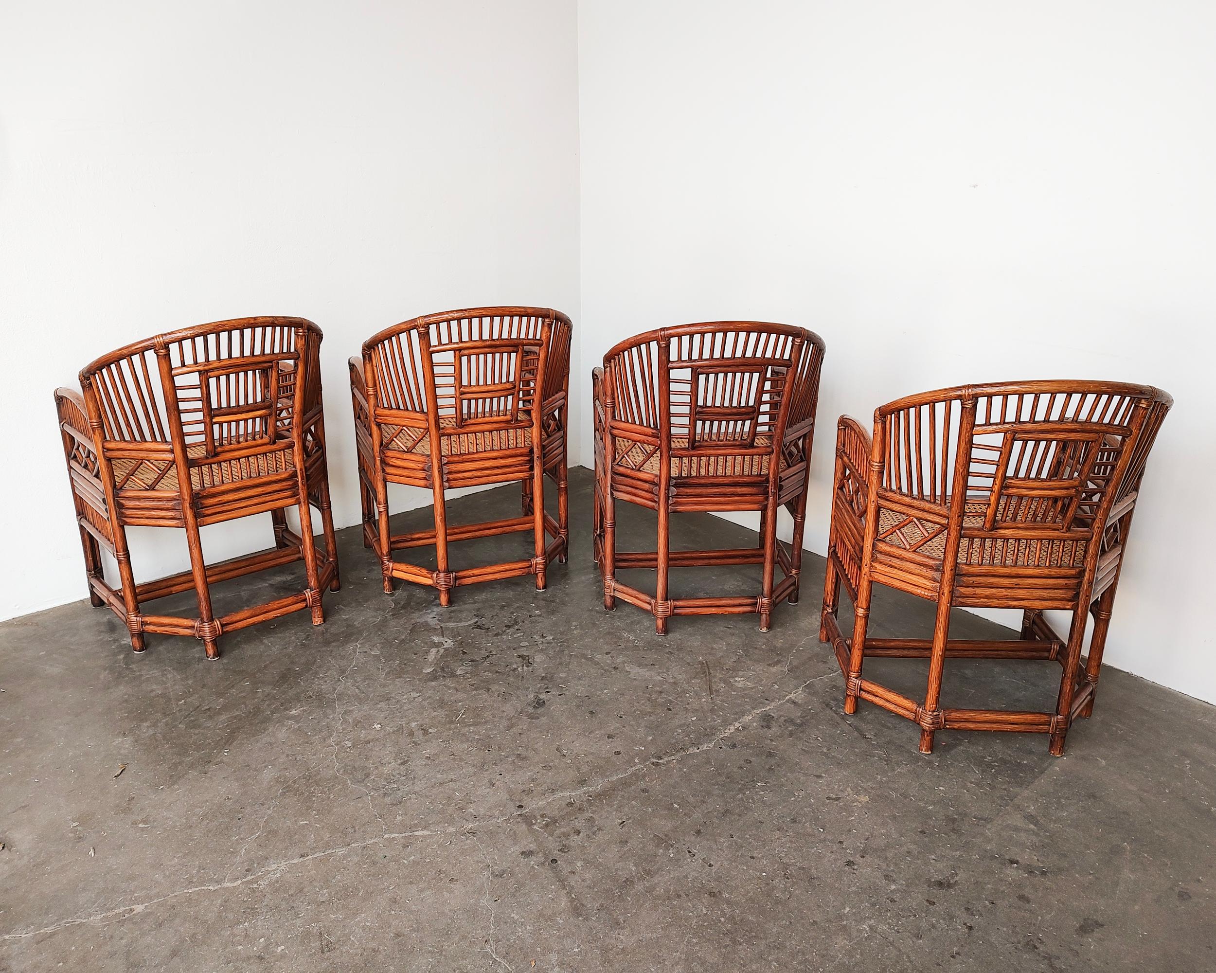 Set of 4 Brighton Pavilion Bamboo Rattan and Cane Chairs 8