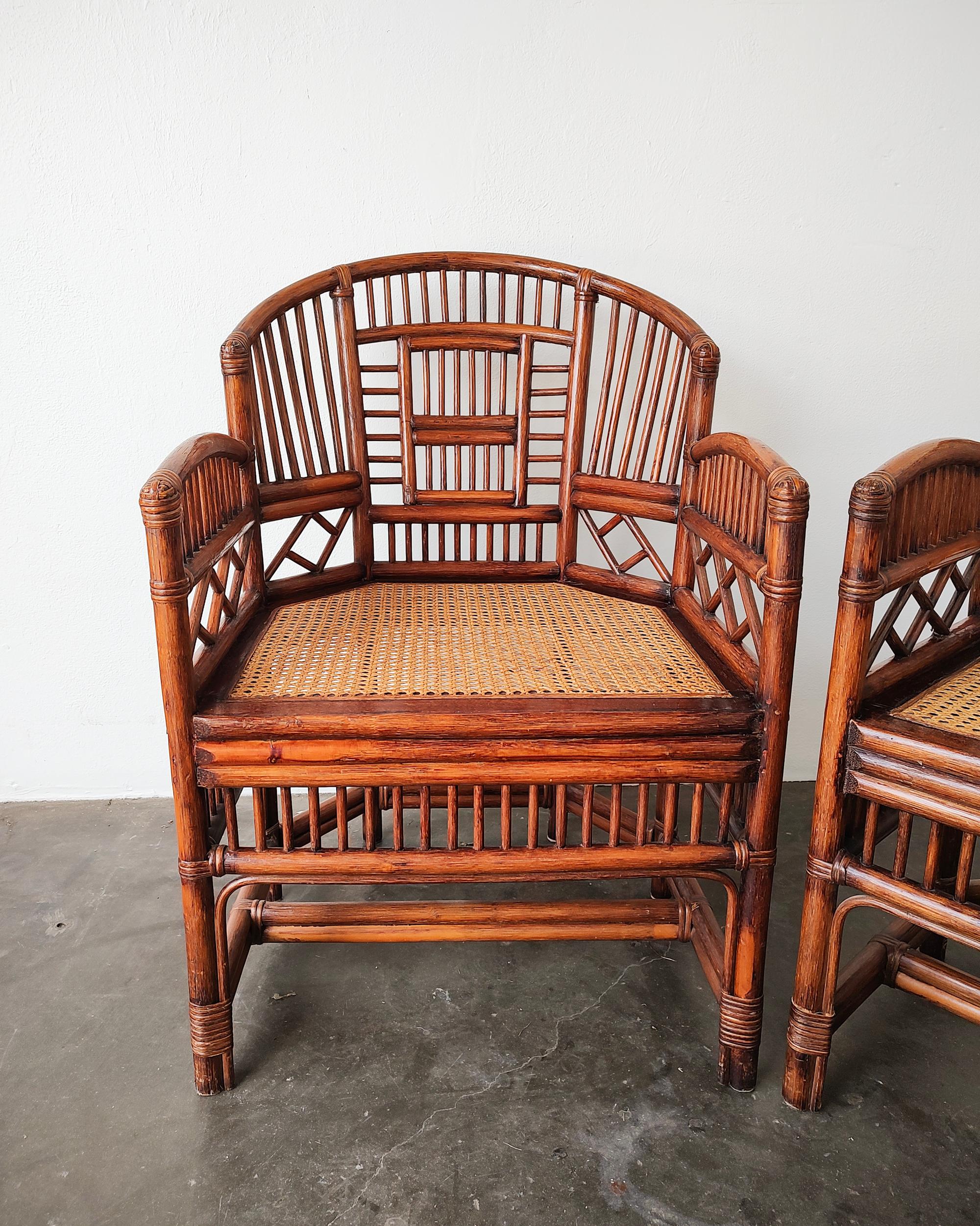 20th Century Set of 4 Brighton Pavilion Bamboo Rattan and Cane Chairs