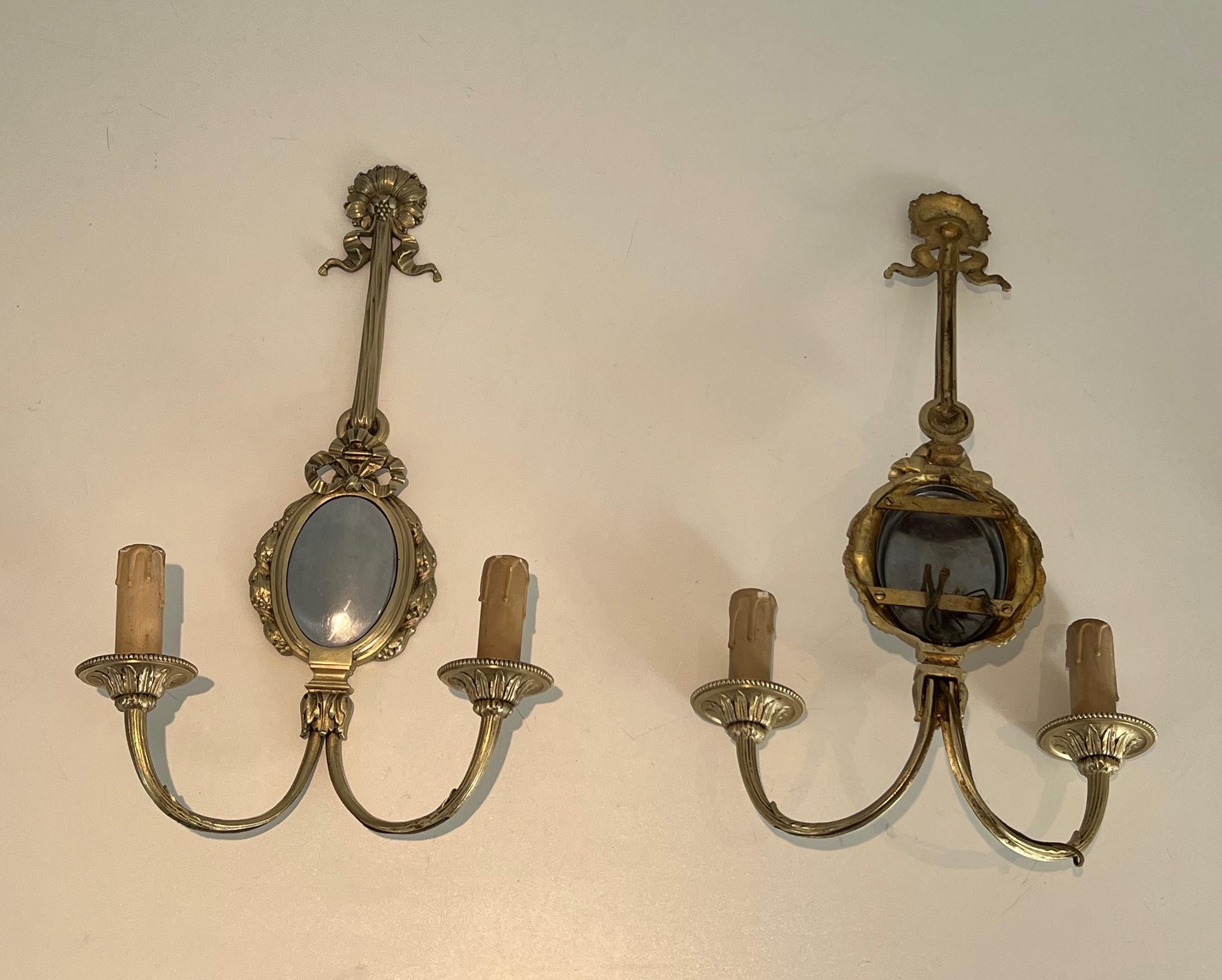 Set of 4 Bronze and Chrome Wall Sconces 5