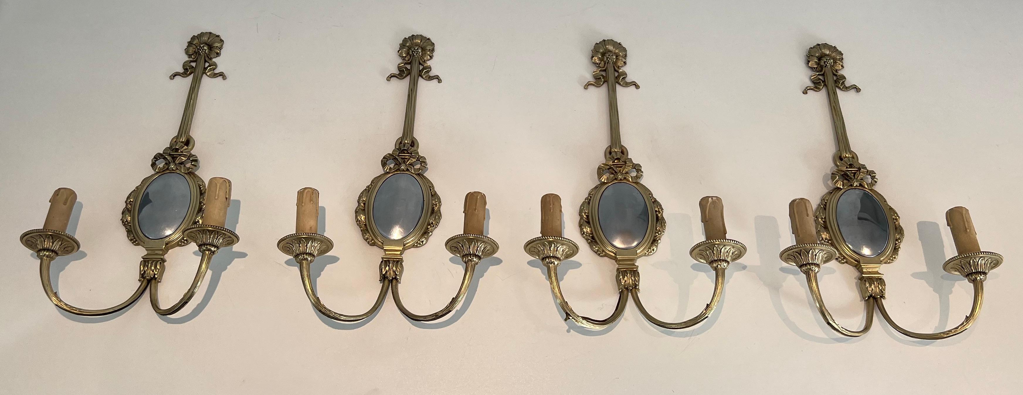 Set of 4 Bronze and Chrome Wall Sconces 6