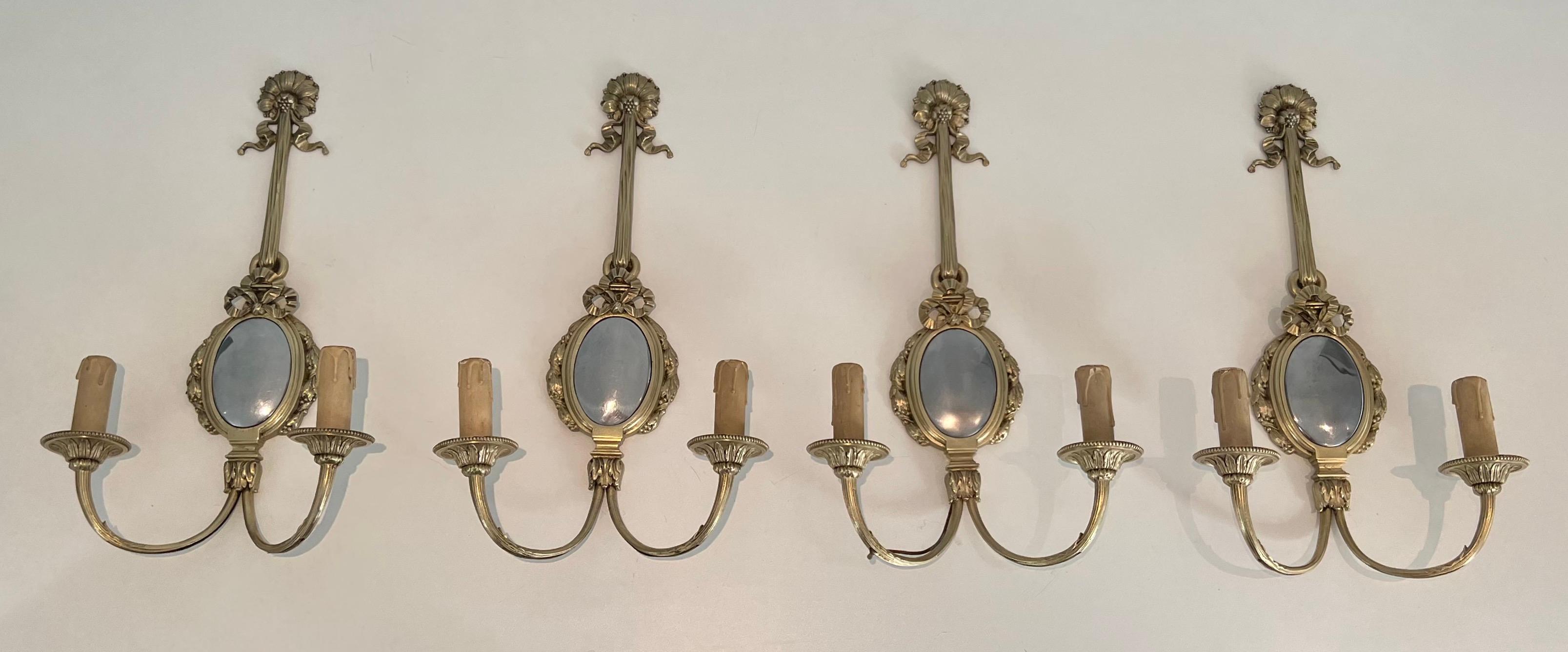 Set of 4 Bronze and Chrome Wall Sconces 14