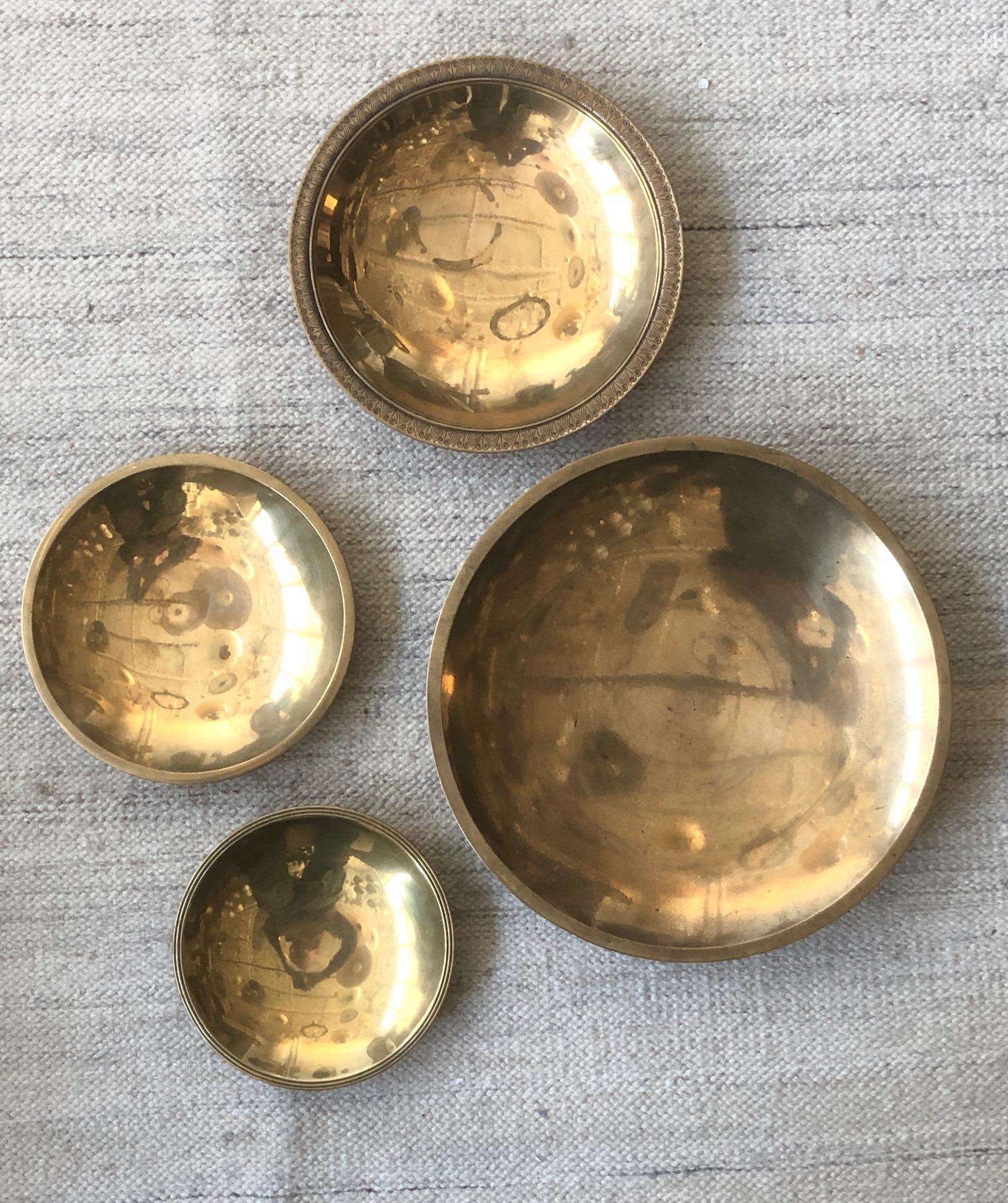 Mid-Century Modern Set of 4 Bronze Chargers by Just Andersen For Sale