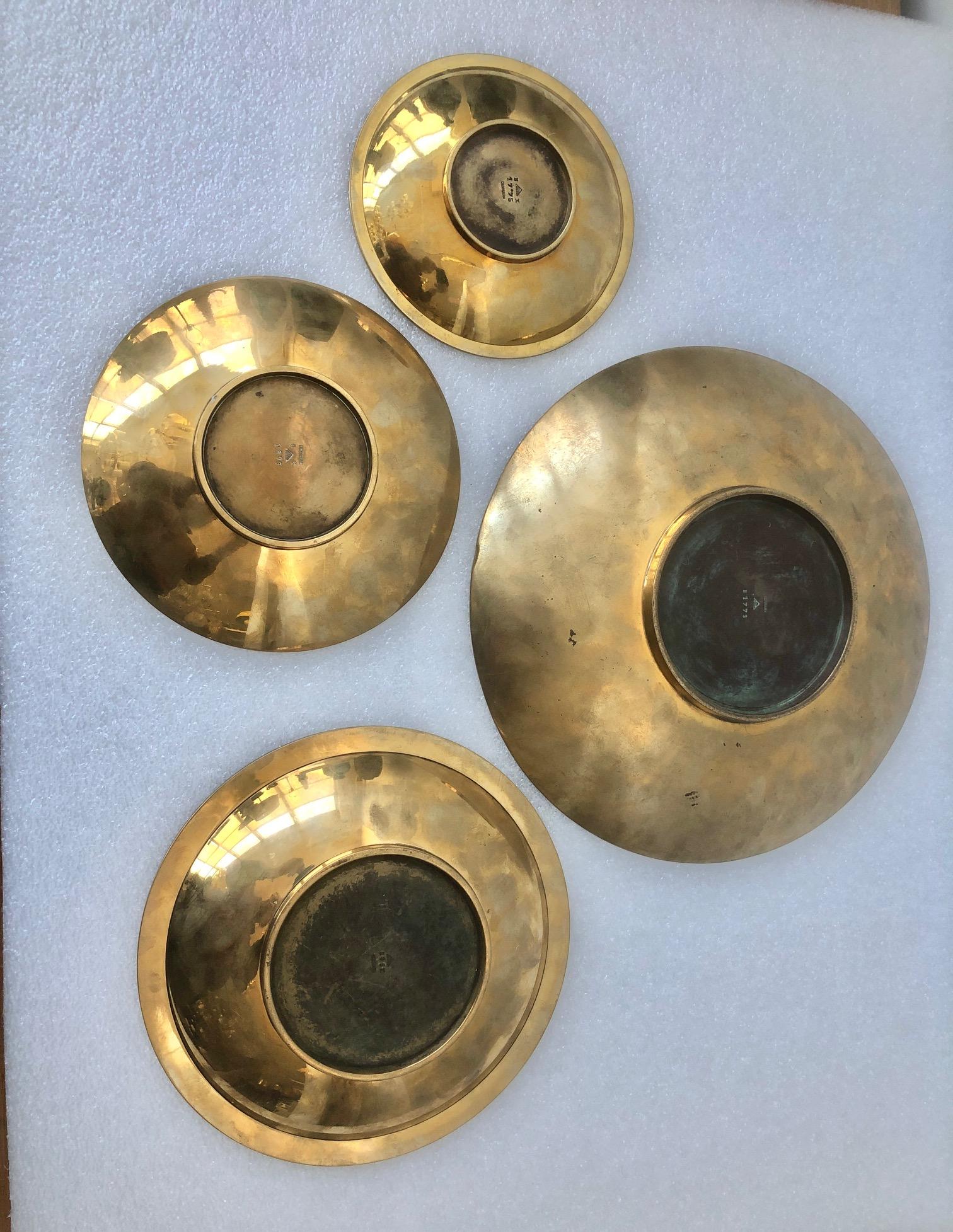 Mid-20th Century Set of 4 Bronze Chargers by Just Andersen For Sale
