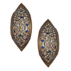 Set of 4 Bronze Sconces with Glass Insets, Sold Per Pair
