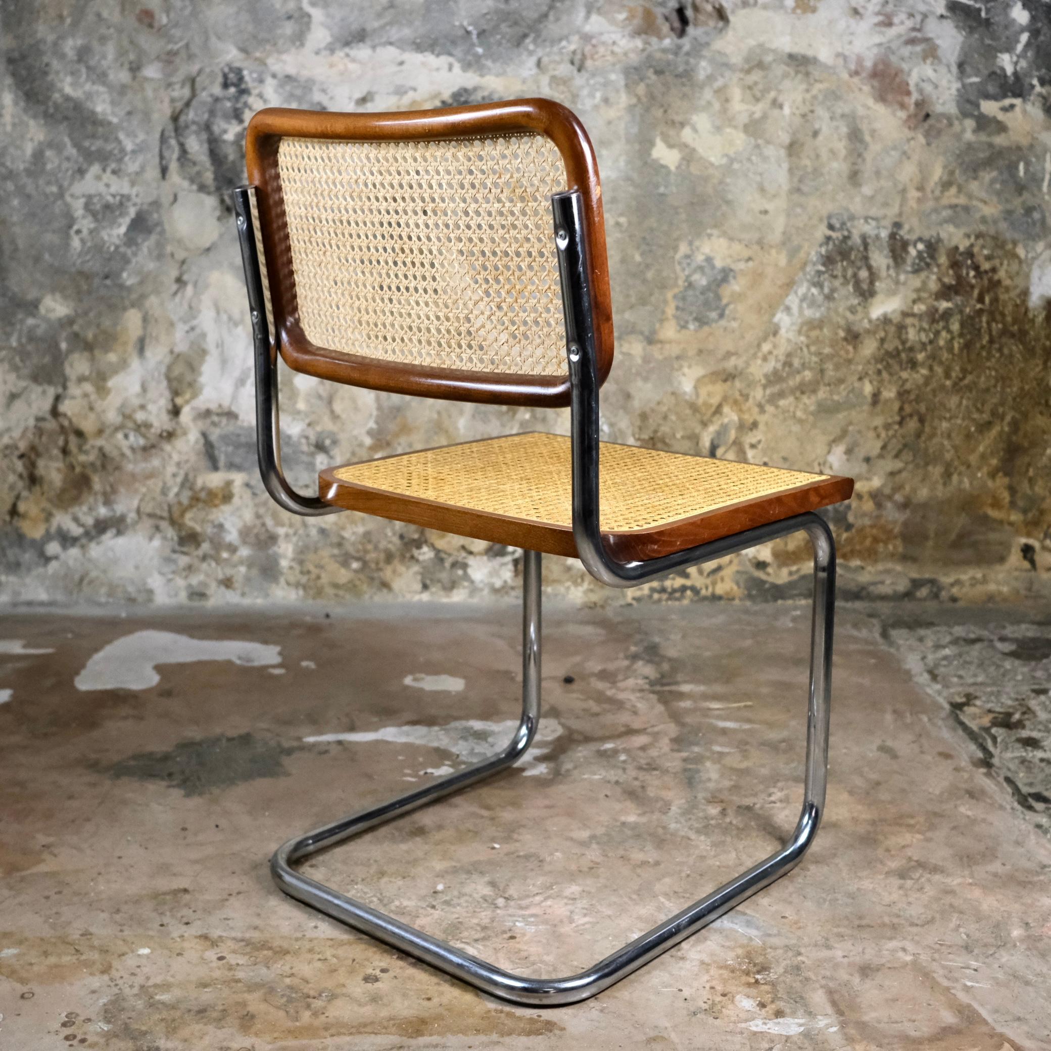 Late 20th Century Set of 4 brown Cesca chairs, designed by Marcel Breuer, 1970s