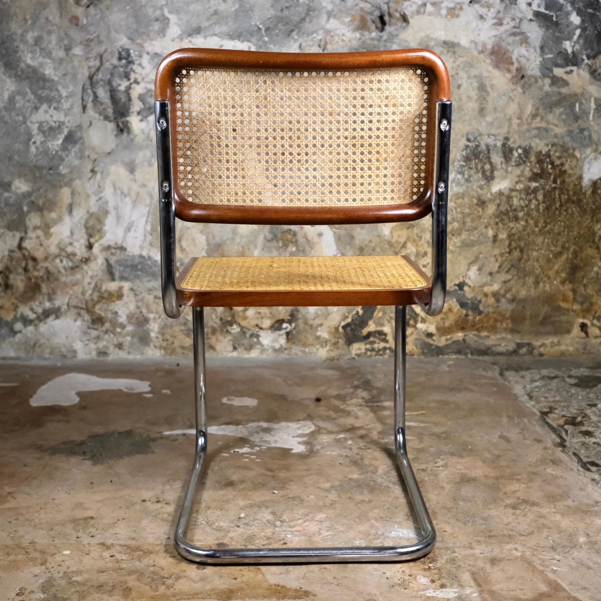 Cane Set of 4 brown Cesca chairs, designed by Marcel Breuer, 1970s