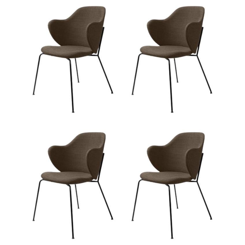 Set of 4 Brown Fiord Lassen Chairs by Lassen For Sale
