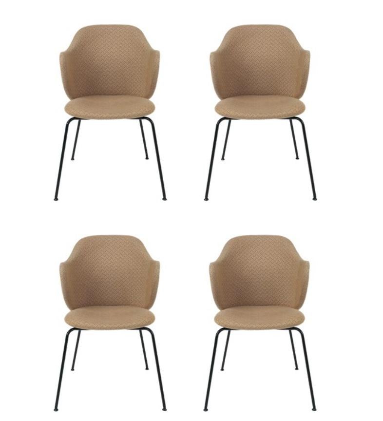 Set of 4 brown Jupiter Lassen chairs by Lassen.
Dimensions: W 58 x D 60 x H 88 cm. 
Materials: Textile.

The Lassen Chair by Flemming Lassen, Magnus Sangild and Marianne Viktor was launched in 2018 as an ode to Flemming Lassen’s uncompromising