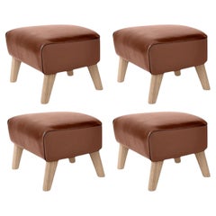 Juego de 4 Reposapiés de cuero marrón y roble natural My Own Chair by Lassen