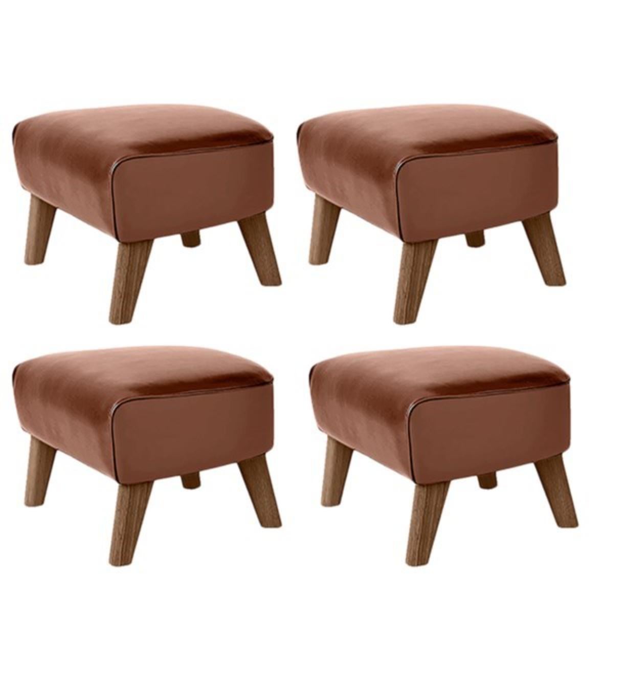 Set of 4 brown leather and smoked Oak My Own Chair footstools by Lassen
Dimensions: w 56 x d 58 x h 40 cm 
Materials: Leather

The My Own Chair footstool has been designed in the same spirit as Flemming Lassen’s original iconic chair, reflecting