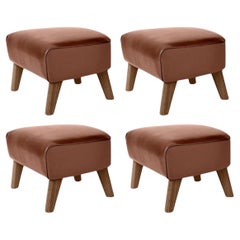 Set Of 4 Brown Leather and Smoked Oak My Own Chair Footstools by Lassen