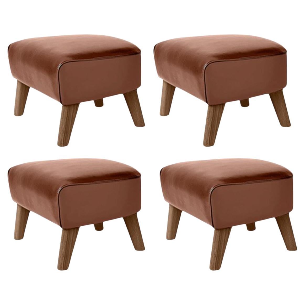 Set of 4 Brown Leather and Smoked Oak My Own Chair Footstools by Lassen For Sale