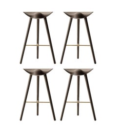 Set di 4 sgabelli da bar ML 42 in Oak Oak e ottone di By Lassen