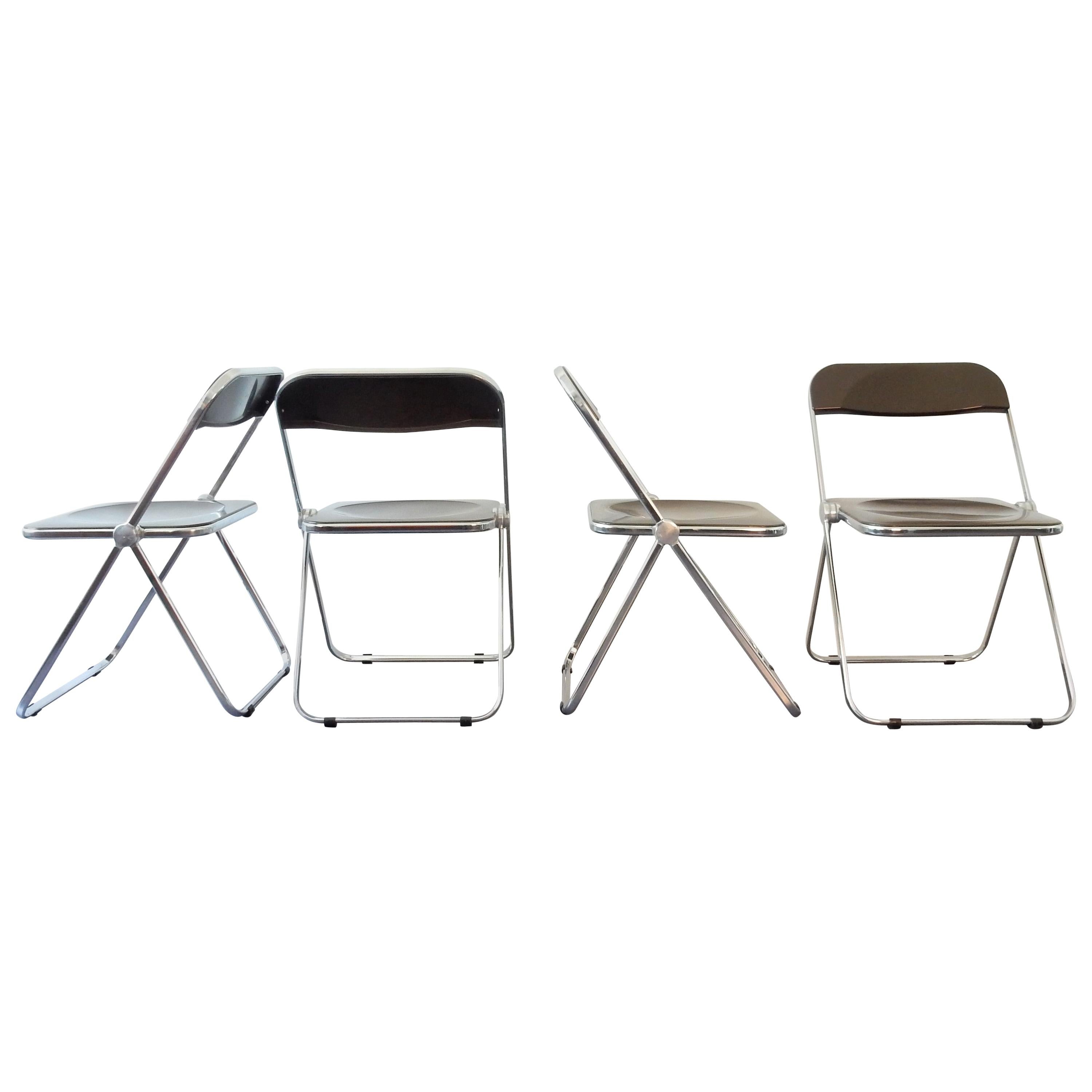 Set of 4 Brown 'Plia' Chairs by Giancarlo Piretti for Anonima Castelli ...