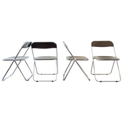 Set of 4 Brown 
Plia
 Chairs by Giancarlo Piretti for Anonima Castelli, Italy