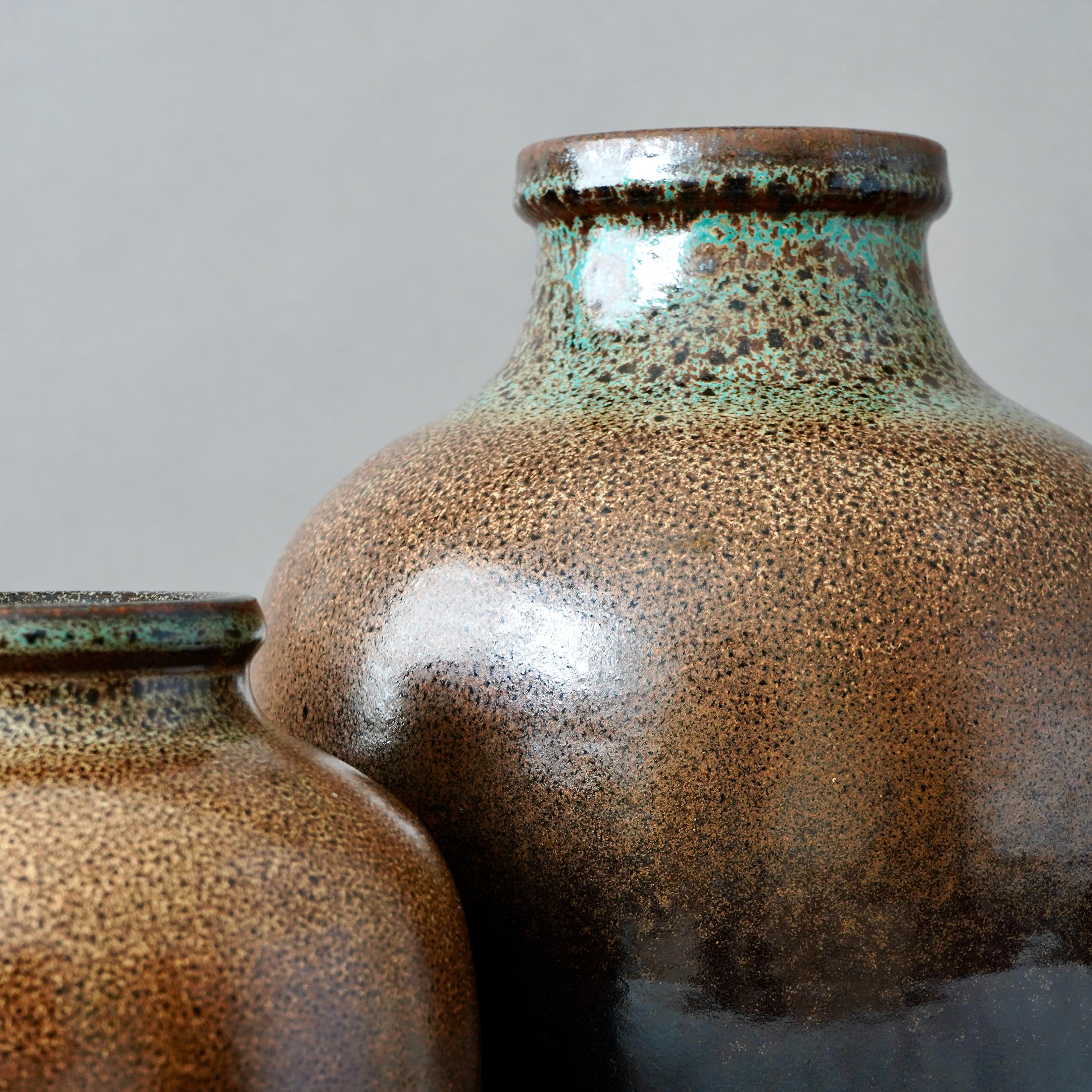Set of 4 Brown Stoneware Vases by Yngve Blixt, Höganäs, Sweden, 1970s For Sale 4