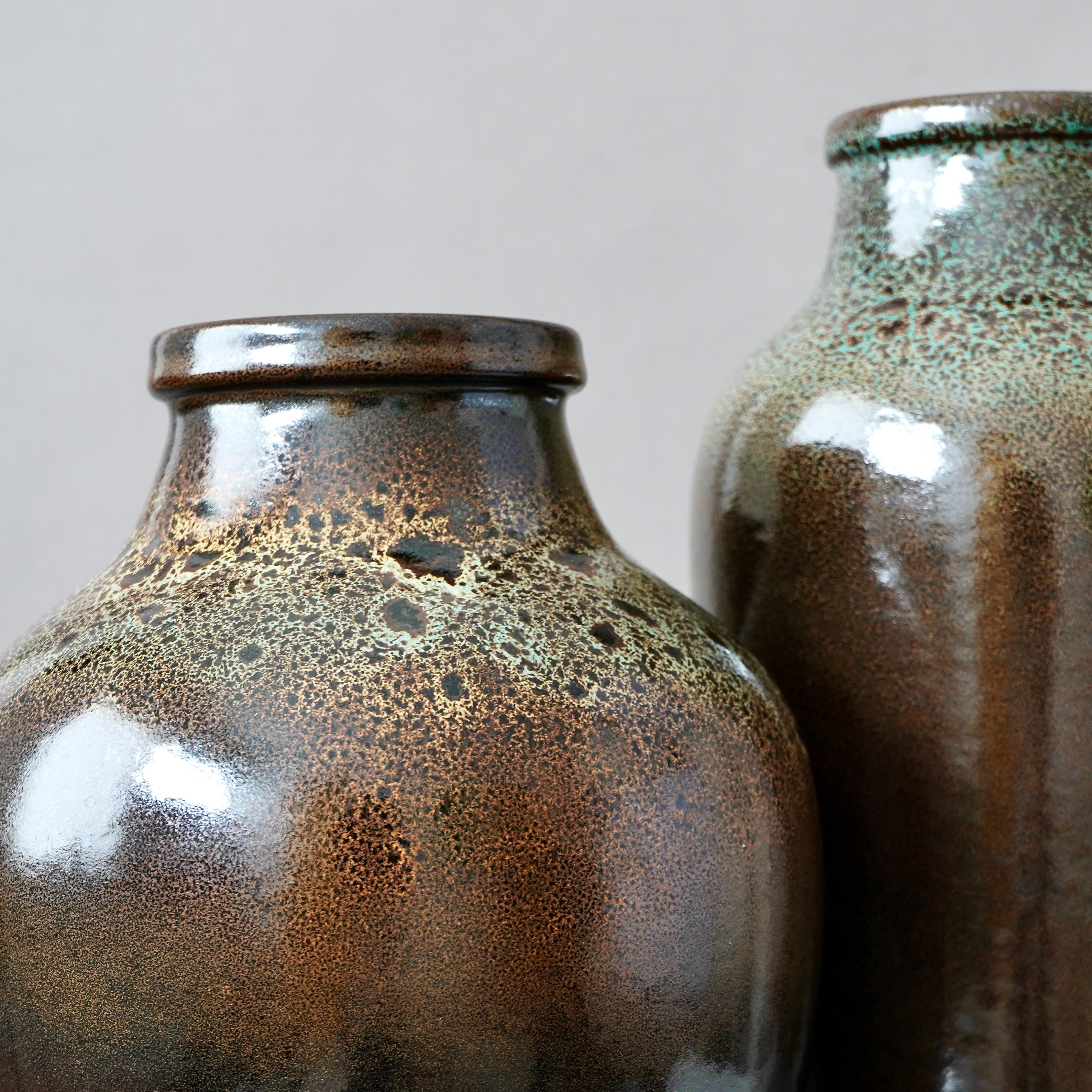Set of 4 Brown Stoneware Vases by Yngve Blixt, Höganäs, Sweden, 1970s For Sale 5