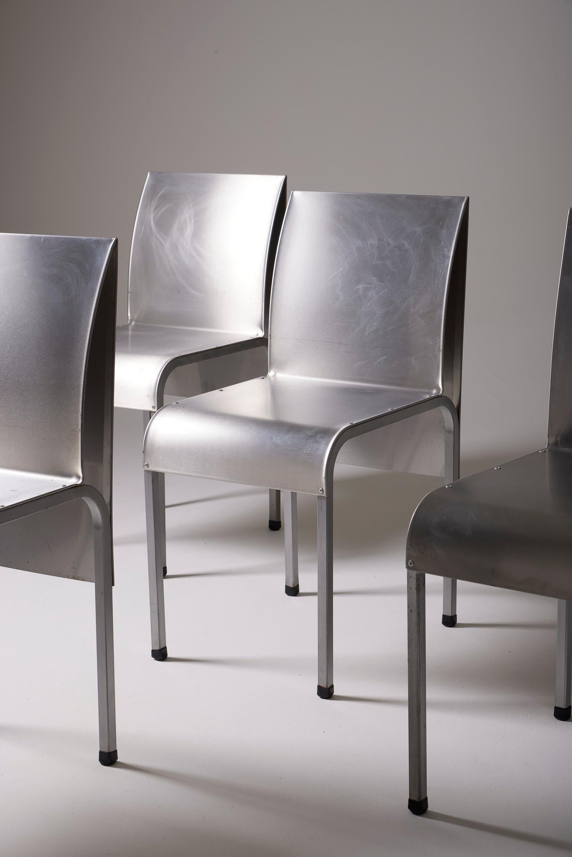 Ensemble de 4 chaises en métal brossé 8