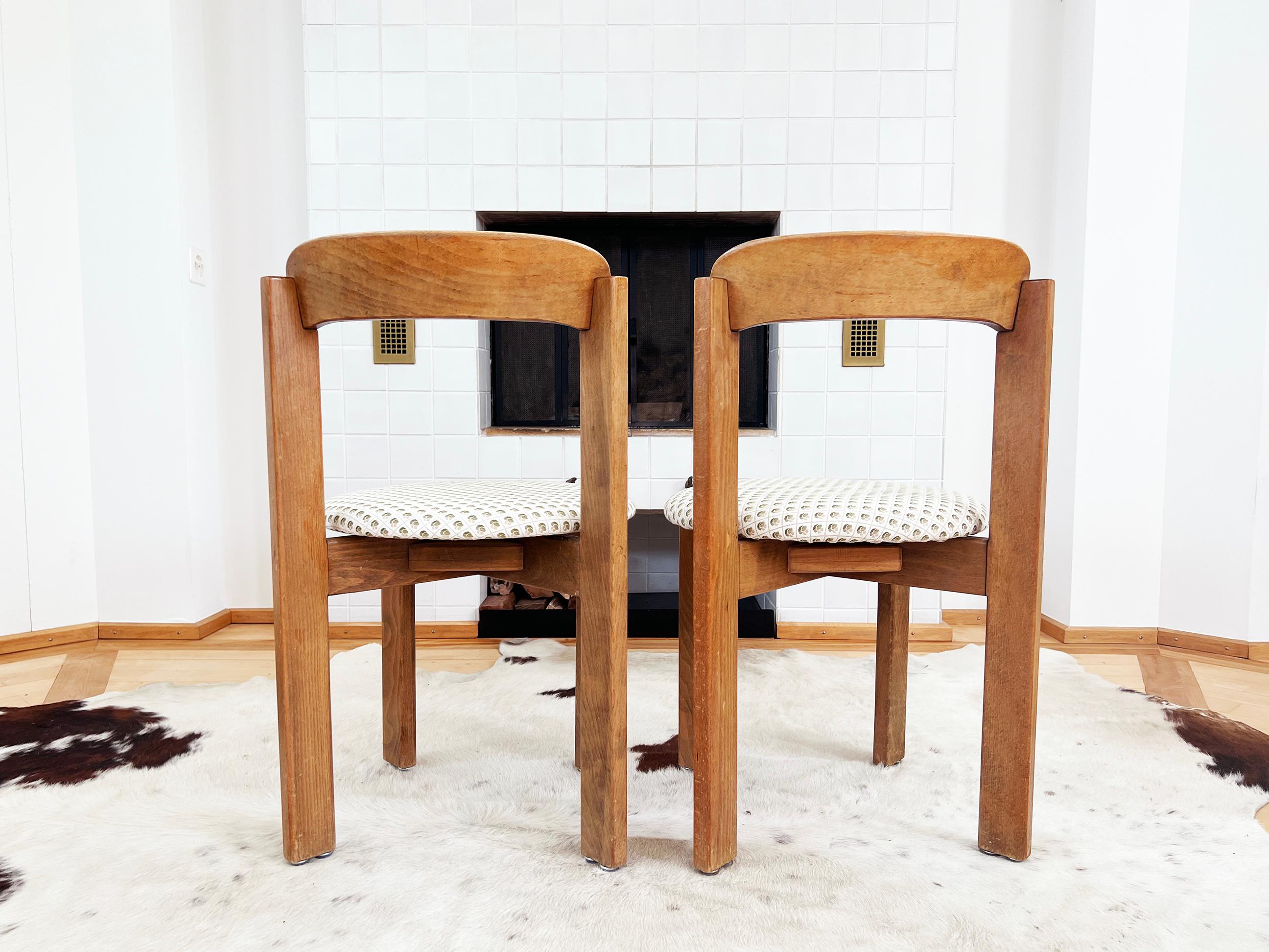 Set of 4 Brutalist 1970s Solid Oak Dining Chairs, Postmodern Switzerland For Sale 5