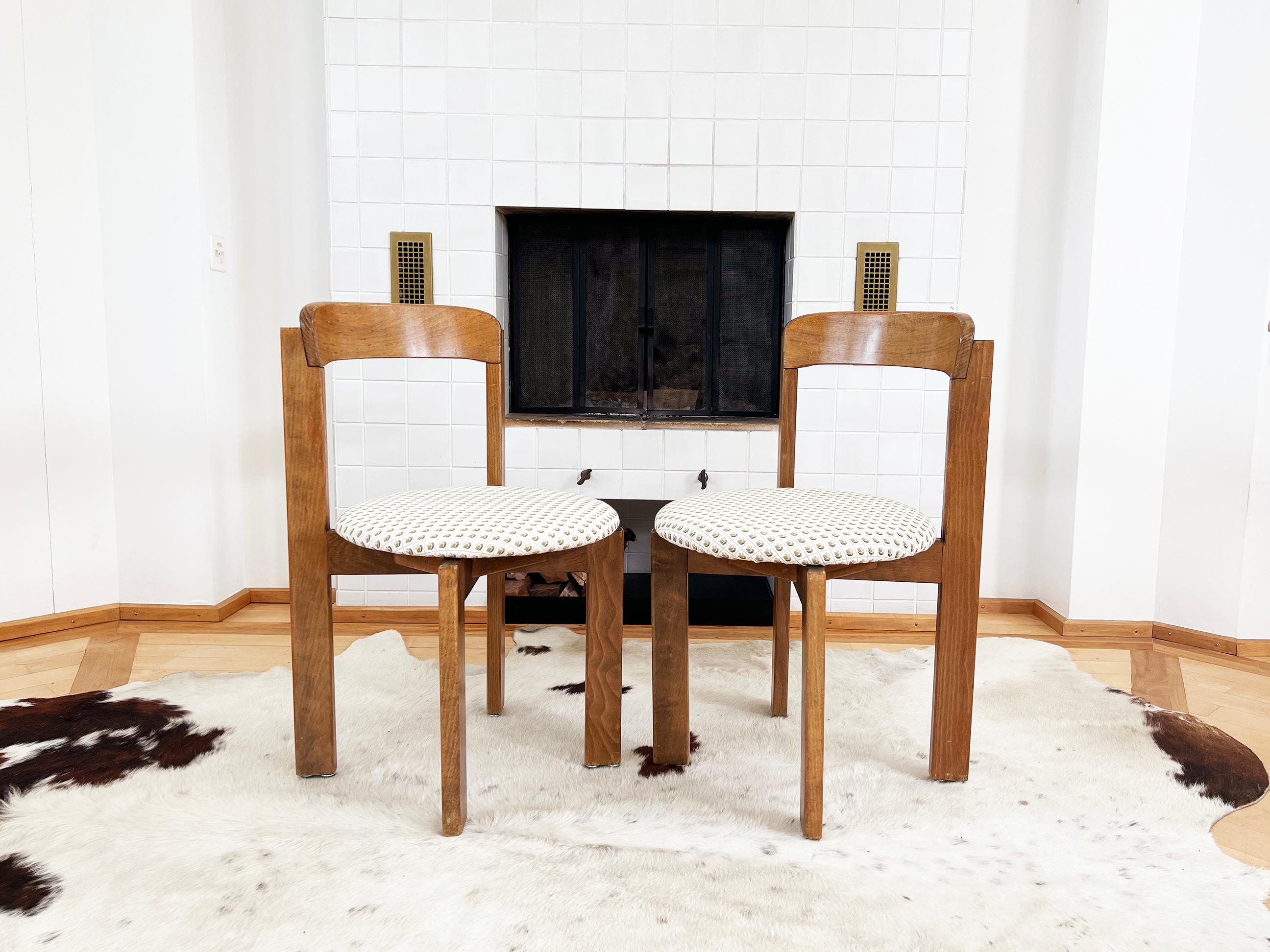 Set of 4 Brutalist 1970s Solid Oak Dining Chairs, Postmodern Switzerland For Sale 2