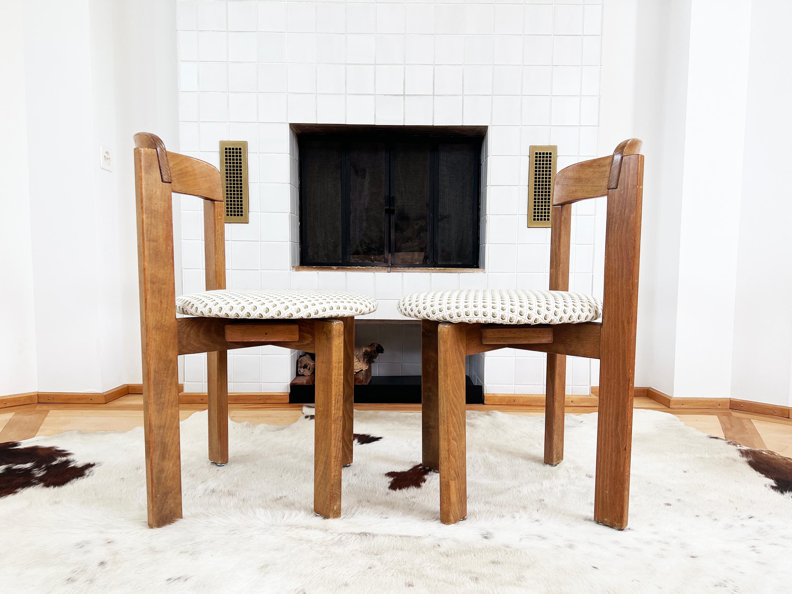 Set of 4 Brutalist 1970s Solid Oak Dining Chairs, Postmodern Switzerland For Sale 3