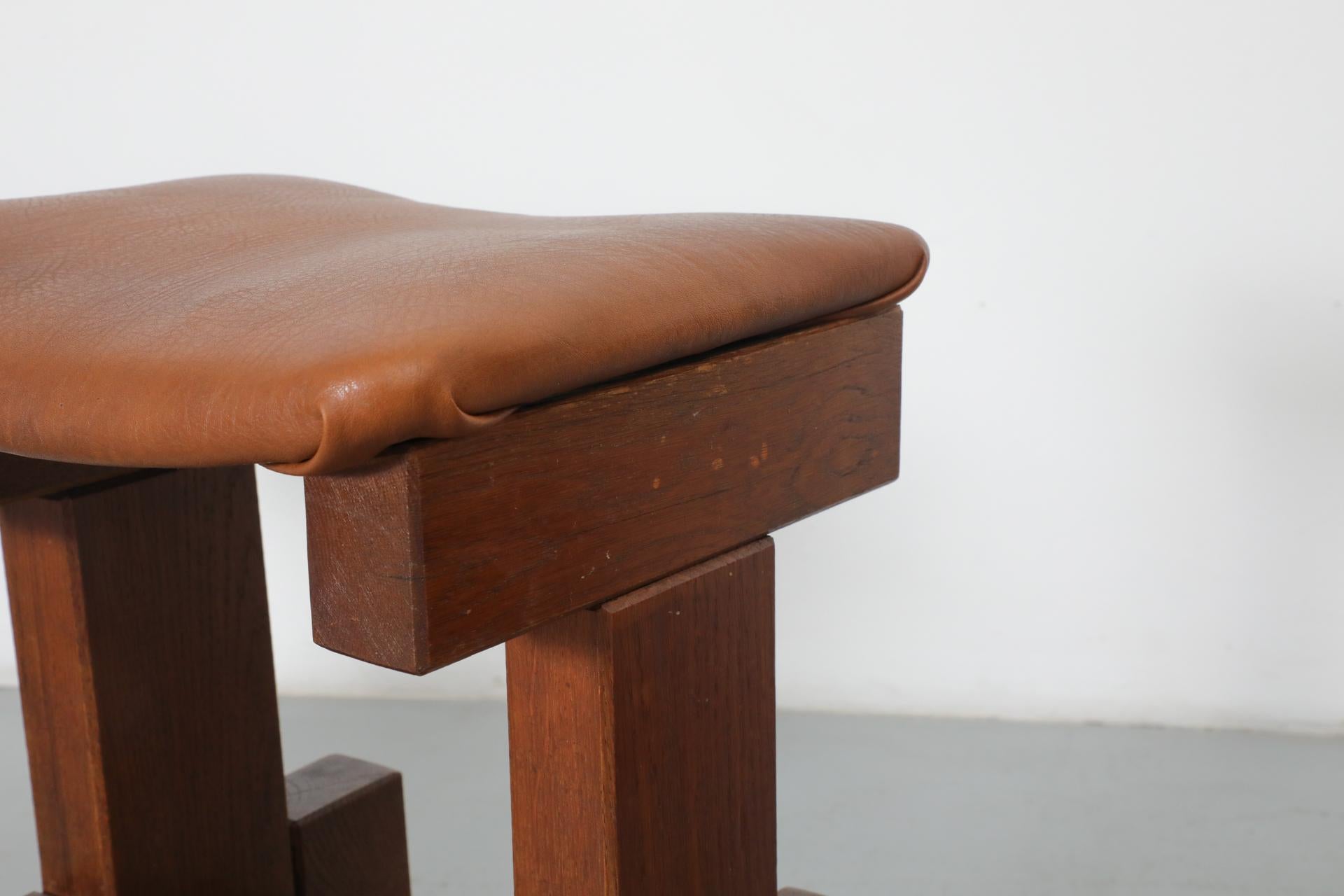 Set of 4 Brutalist Architectural Oak Counter Stools, 1970s 7