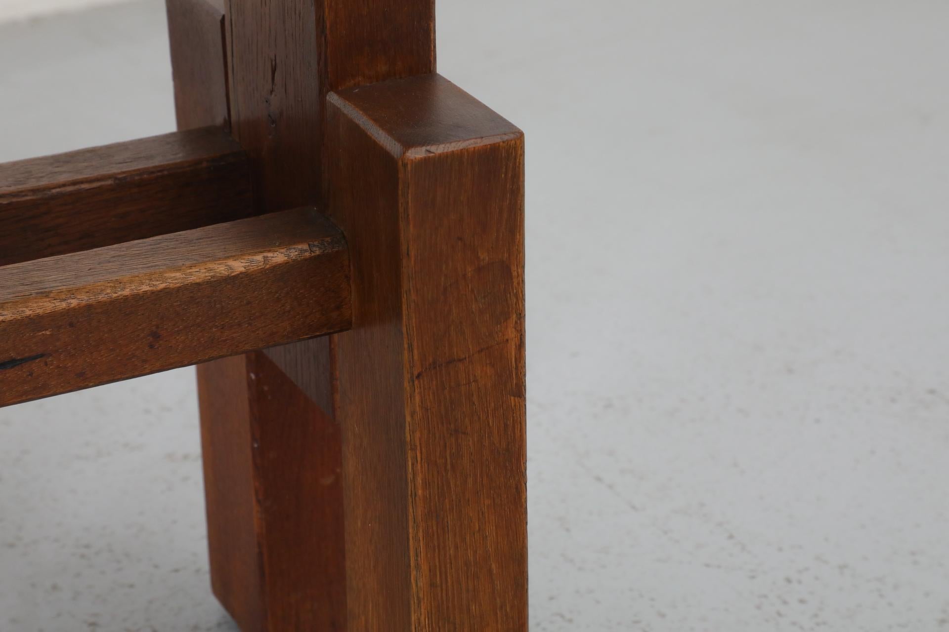Set of 4 Brutalist Architectural Oak Counter Stools, 1970s 8